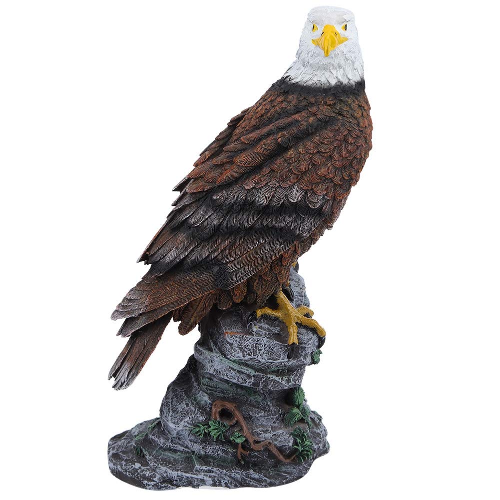 Resin Bald Eagle Garden Statue - Hand-Carved Outdoor Sculpture for Lawn, Patio & Living Room Decor | Durable Weatherproof Eagle Figurine for American Flag Displays, Patriotic Yard Art & Home Decoration