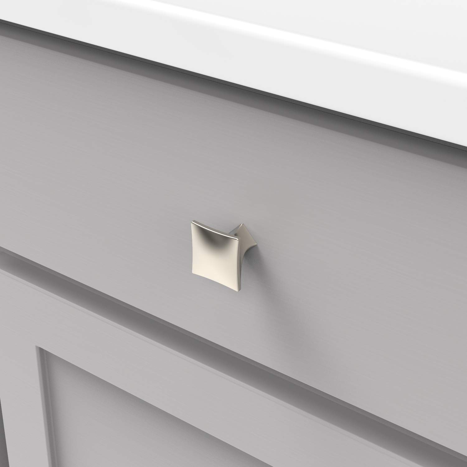 Hickory Hardware Kitchen Cabinet Knobs - Premium Drawer & Dresser Pulls in Polished Nickel, Twist Collection (10-Pack) - Perfect for Upgrading Cabinets, Dressers & Furniture