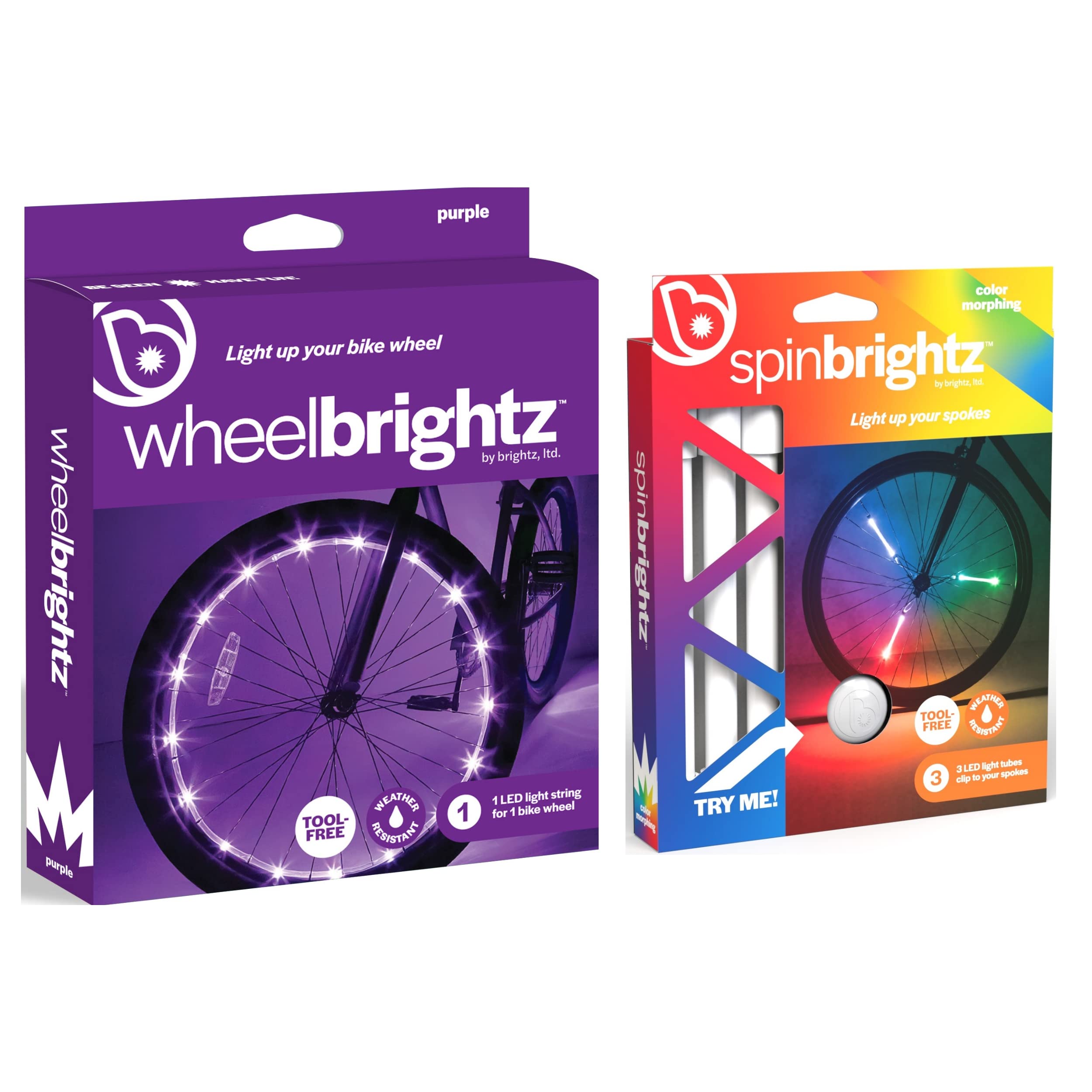 Brightz LED Bike Wheel Light & Spoke Light Tubes Combo - 3 Pack Waterproof Bicycle Lights for Night Riding, Cycling Safety & Fun - Perfect for Commuting, Mountain Biking & Outdoor Adventures