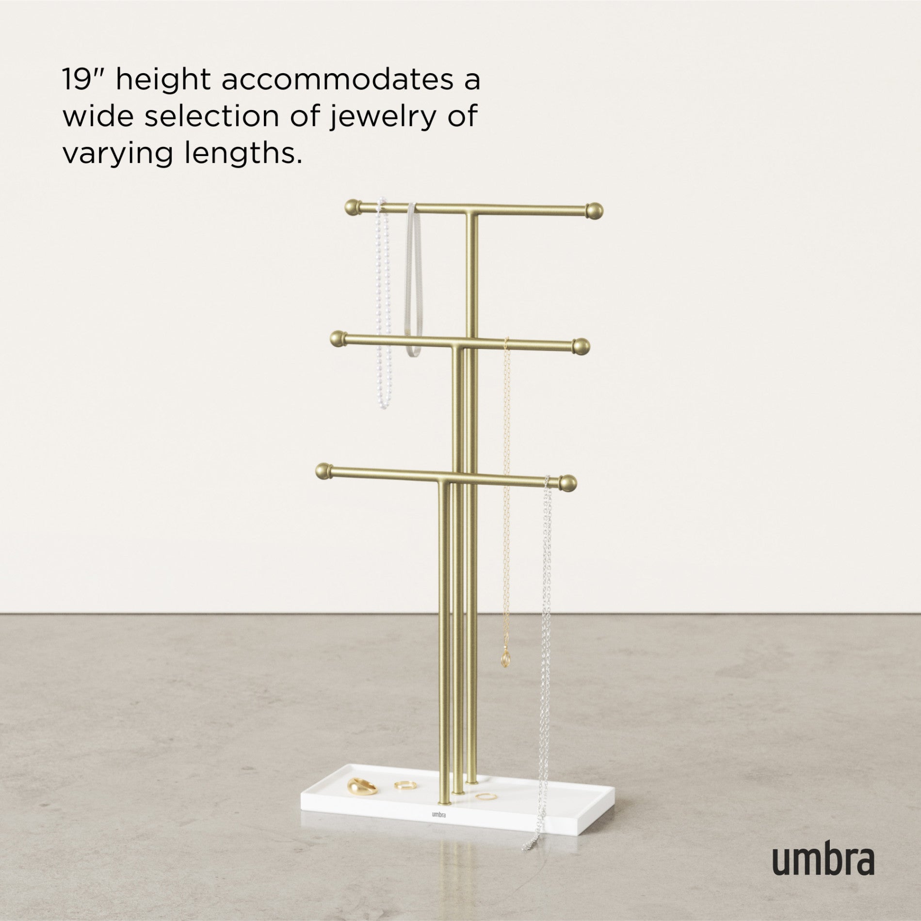 Trigem Jewelry Stand - 3-Tier Elegant Jewelry Organizer for Necklaces, Rings & Bracelets - Perfect for Bedroom, Bathroom & Travel Accessory Storage
