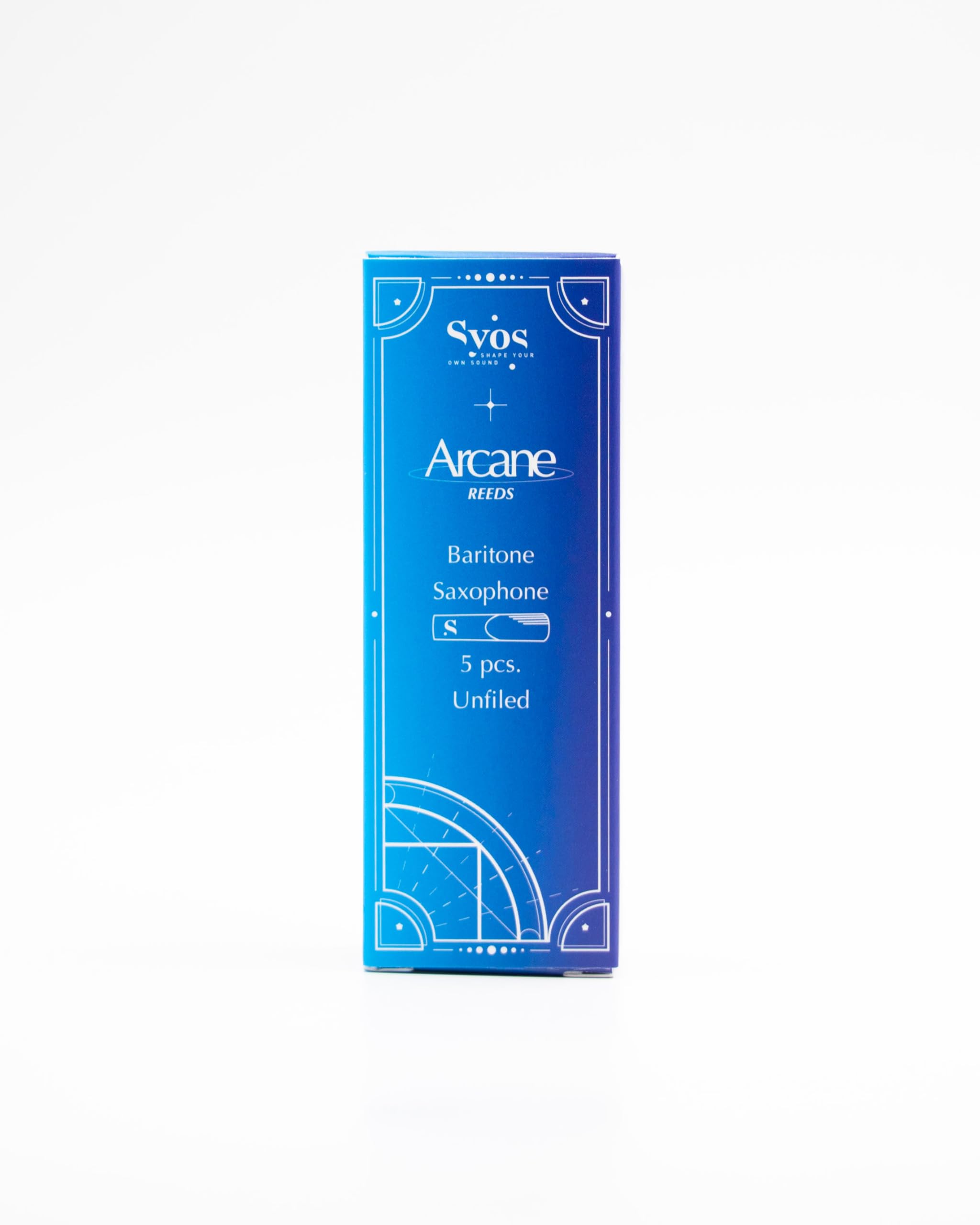 Syos Arcane Baritone Saxophone Reeds 2.5 Strength - Premium Unfiled Bari Sax Reeds for Warm Rich Tone - Box of 5 Reeds - Perfect for Jazz, Classical & Studio Performances