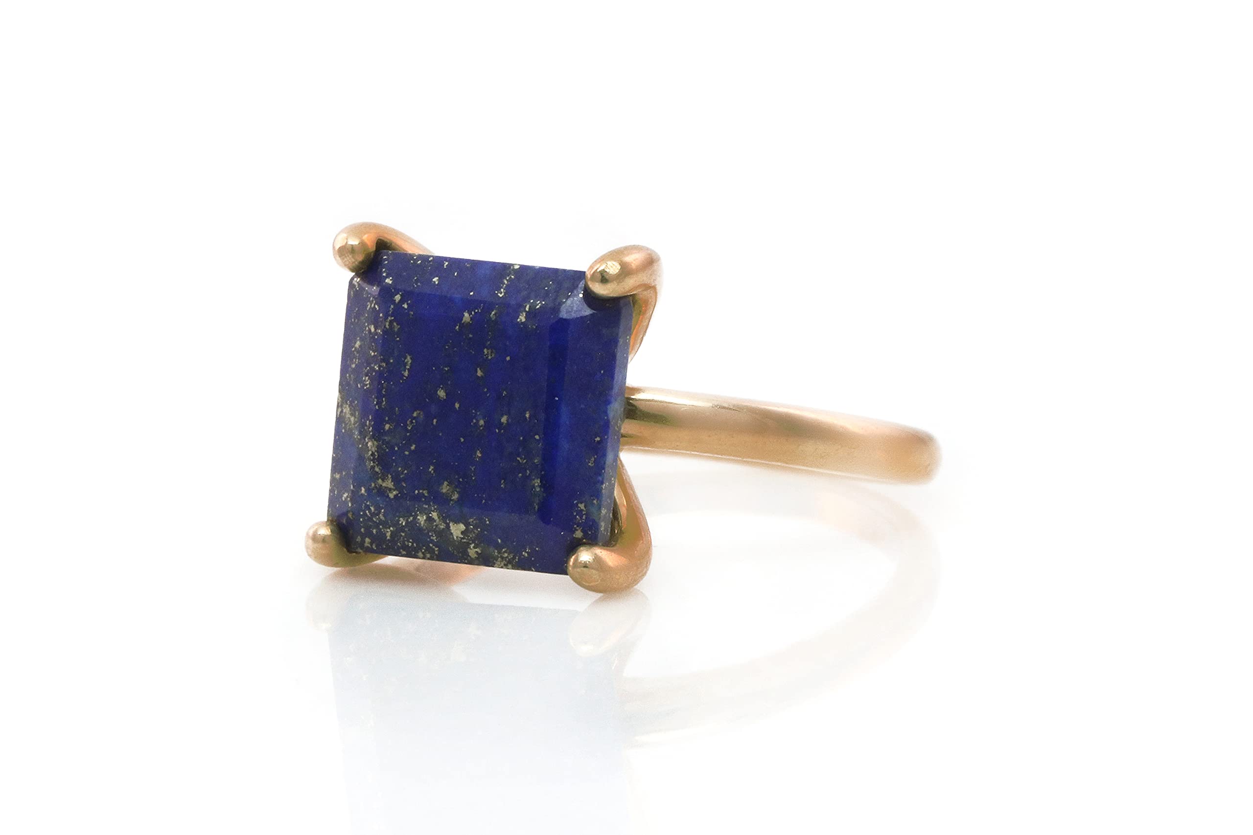 14K Rose Gold Filled Lapis Lazuli Square Ring - Handmade Birthstone Jewelry Gift for Women - Perfect for Birthdays, Anniversaries & Special Occasions - Comes with Gift Box for Elegant Presentation