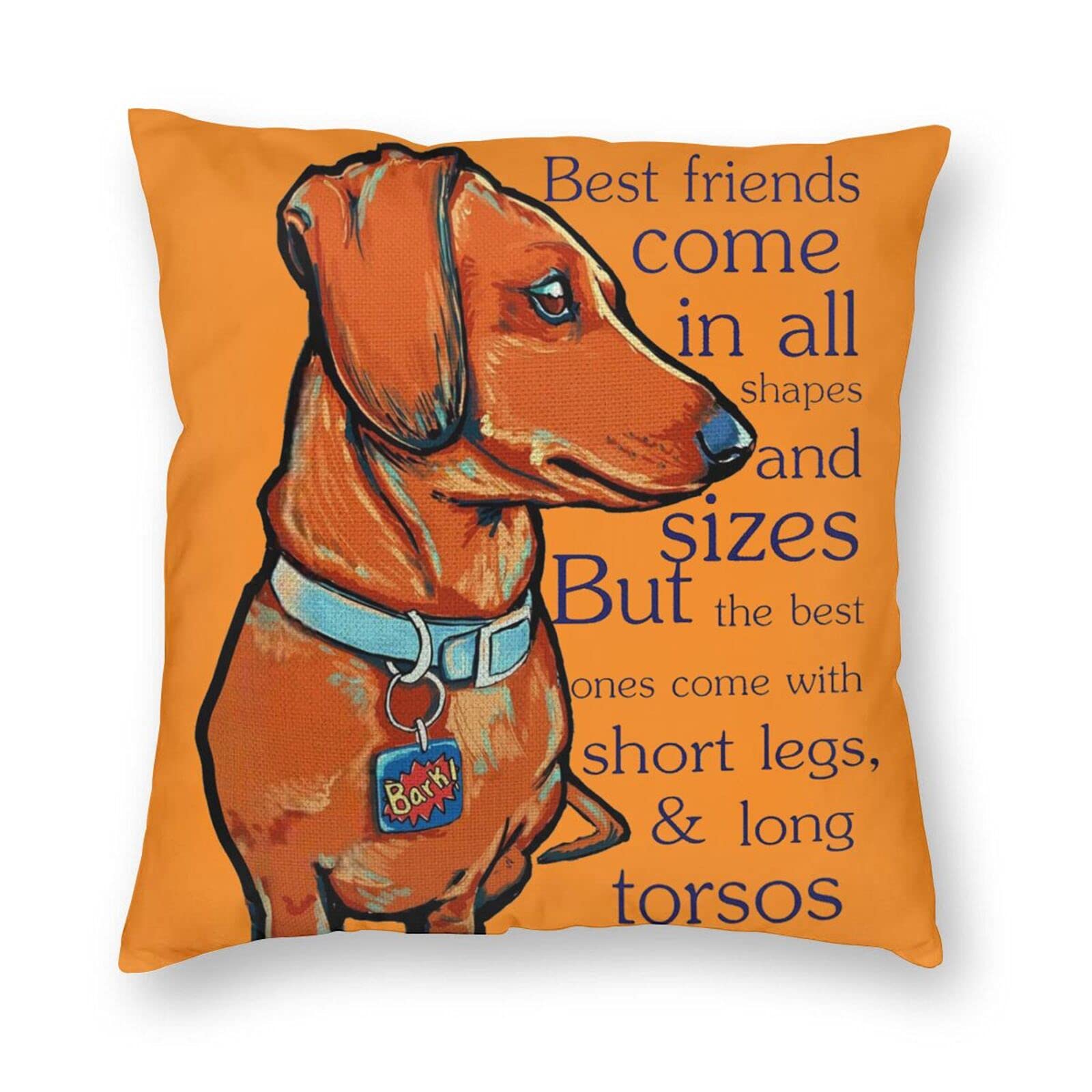 Funny Dachshund Dog Velvet Pillow Covers 18x18 - Soft Polyester for Bedroom & Living Room Decor