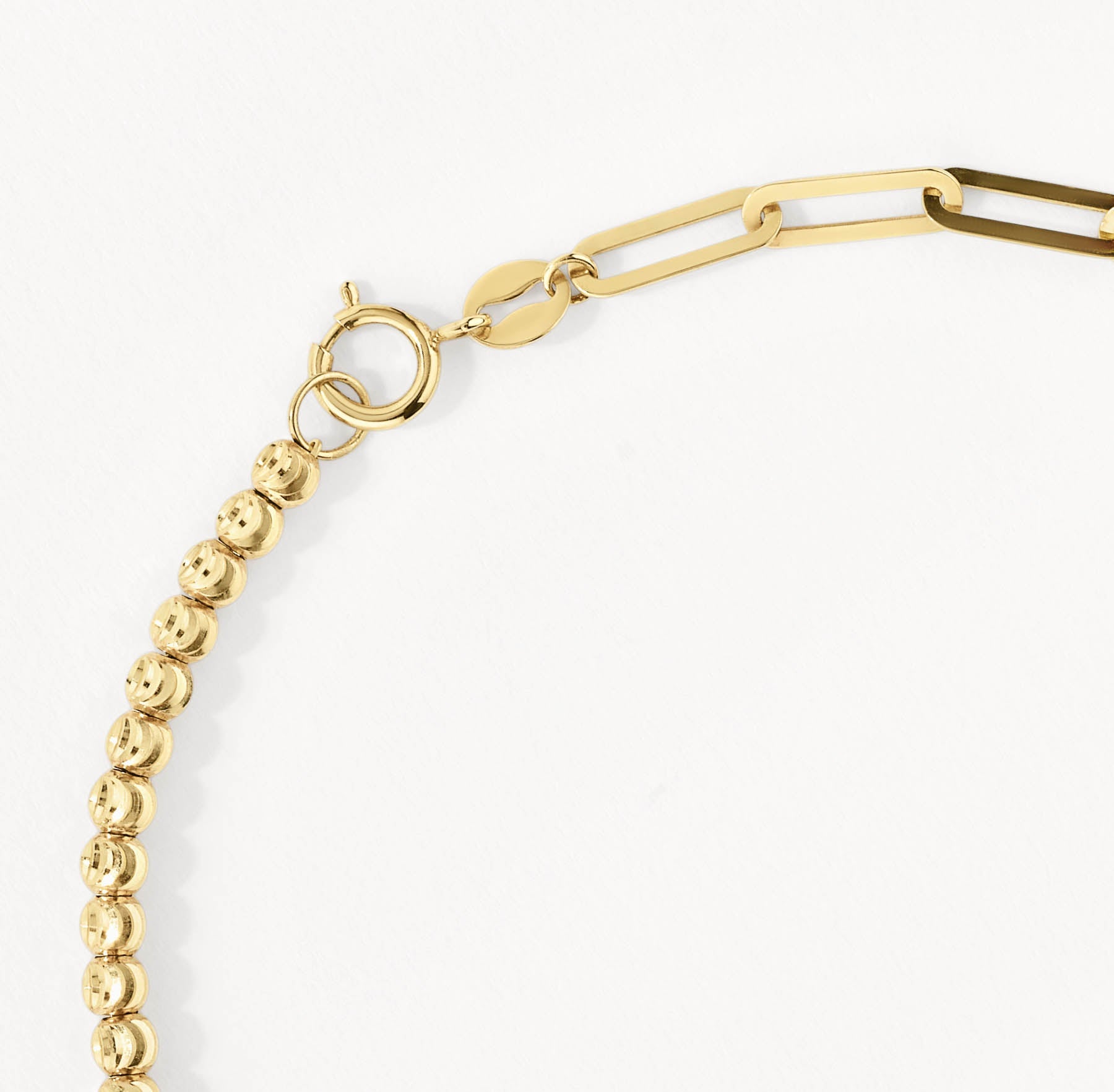 10k Gold Micro Beaded Half Paperclip Chain Bracelet for Women - Elegant Stackable Jewelry for Everyday Wear & Special Occasions