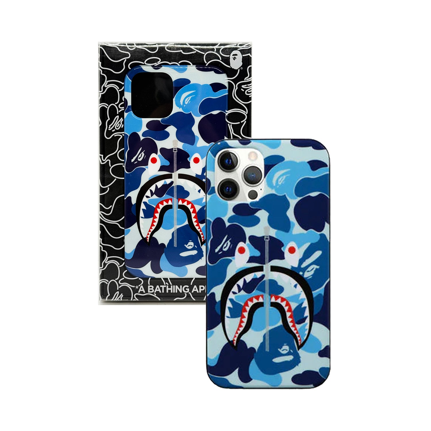 BAPE 'ABC Camo Shark' iPhone 12/12 Pro Case (2021) - Blue Camouflage Design Protective Phone Cover for Men & Women | Perfect for Outdoor, Streetwear & Urban Lifestyle