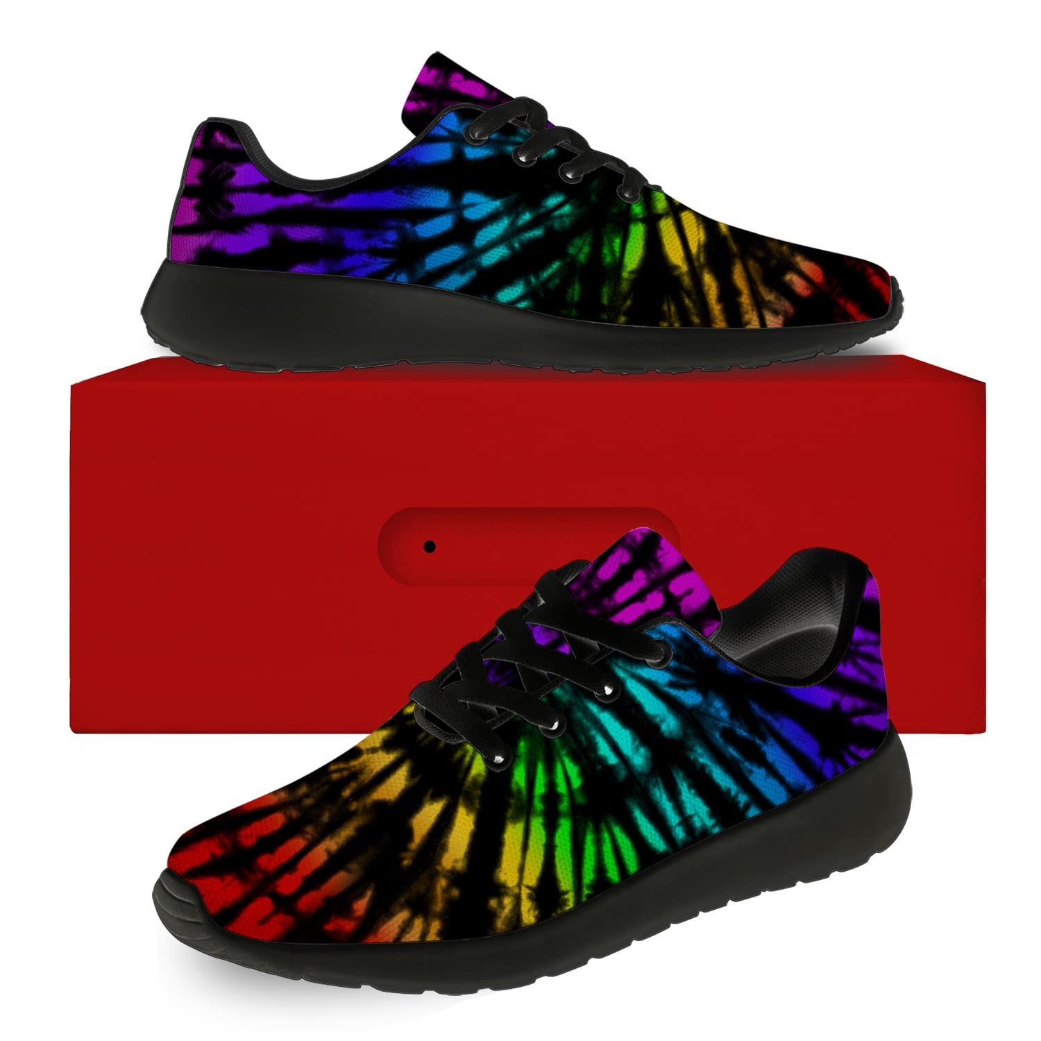 **Rainbow Tie-Dye LGBTQ Running Shoes for Women & Men - Comfortable Walking & Tennis Sneakers - Size 8 Men/9.5 Women - Perfect for Pride, Gym, Workouts & Casual Wear**