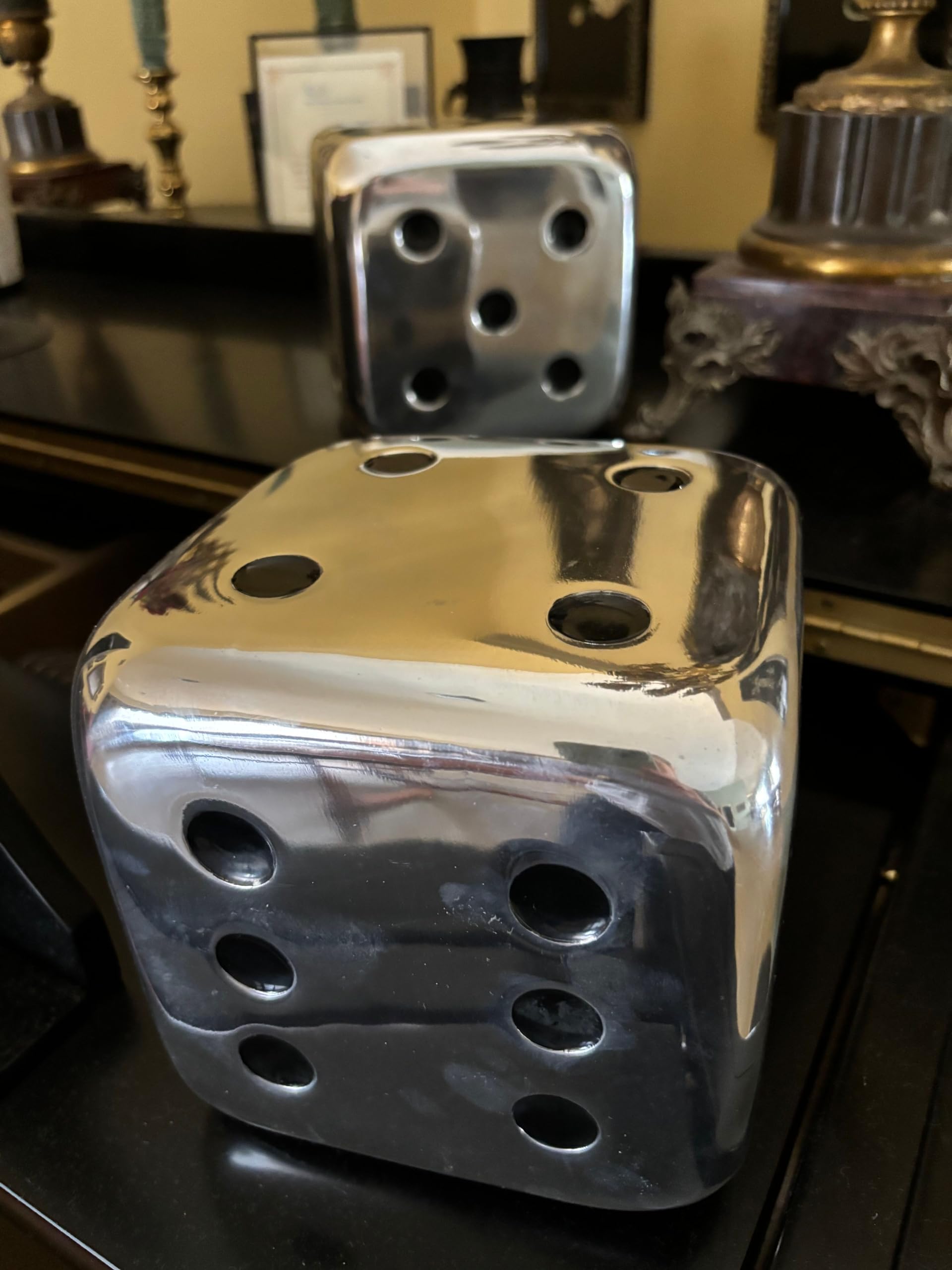 Modern Day Accents 4104 Decorative Dice Set - Silver with Black Dots (6