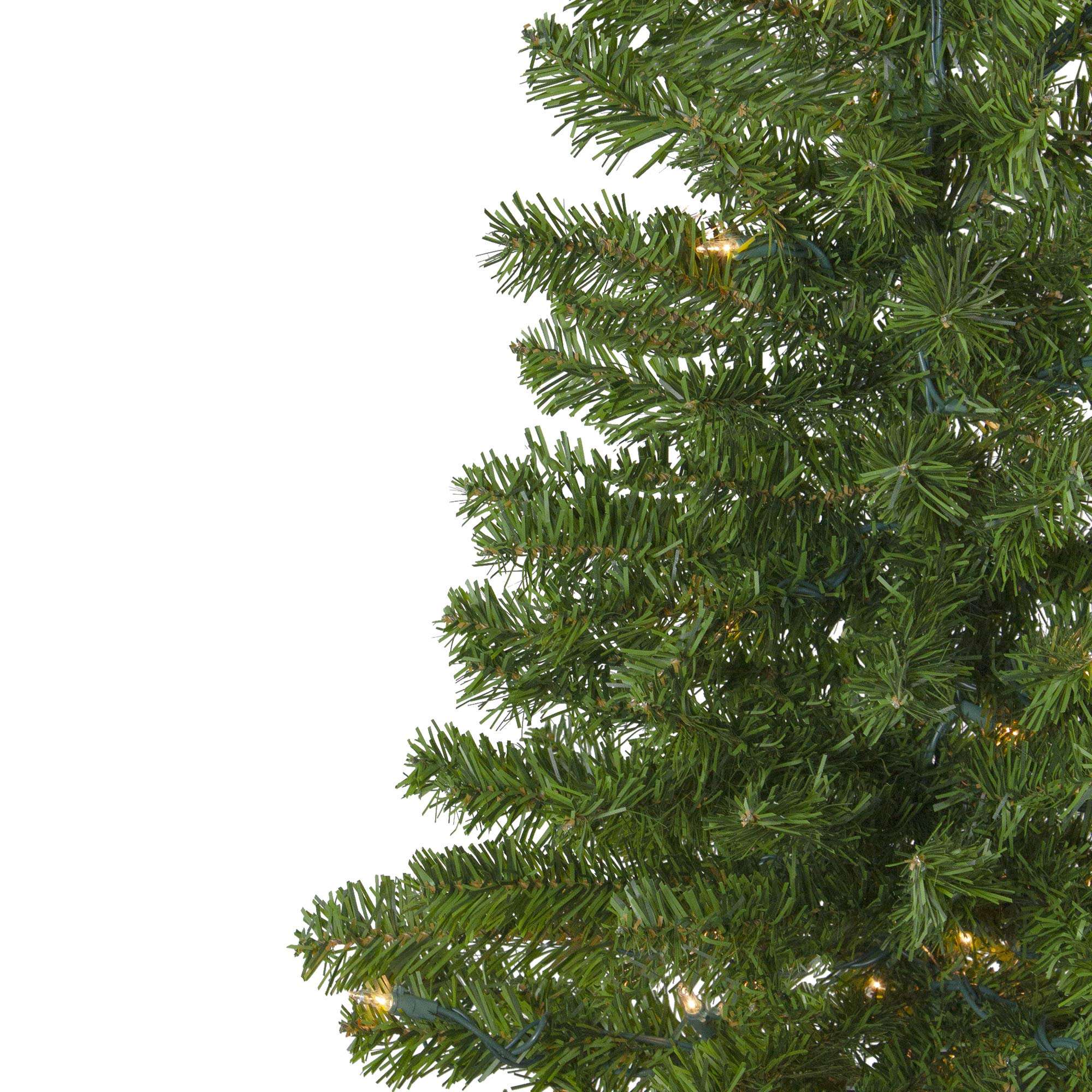 7.5' Pre-Lit Artificial Canadian Pine Christmas Wall Tree with Clear Lights - Space Saving Holiday Decor for Small Apartments, Dorms & Offices