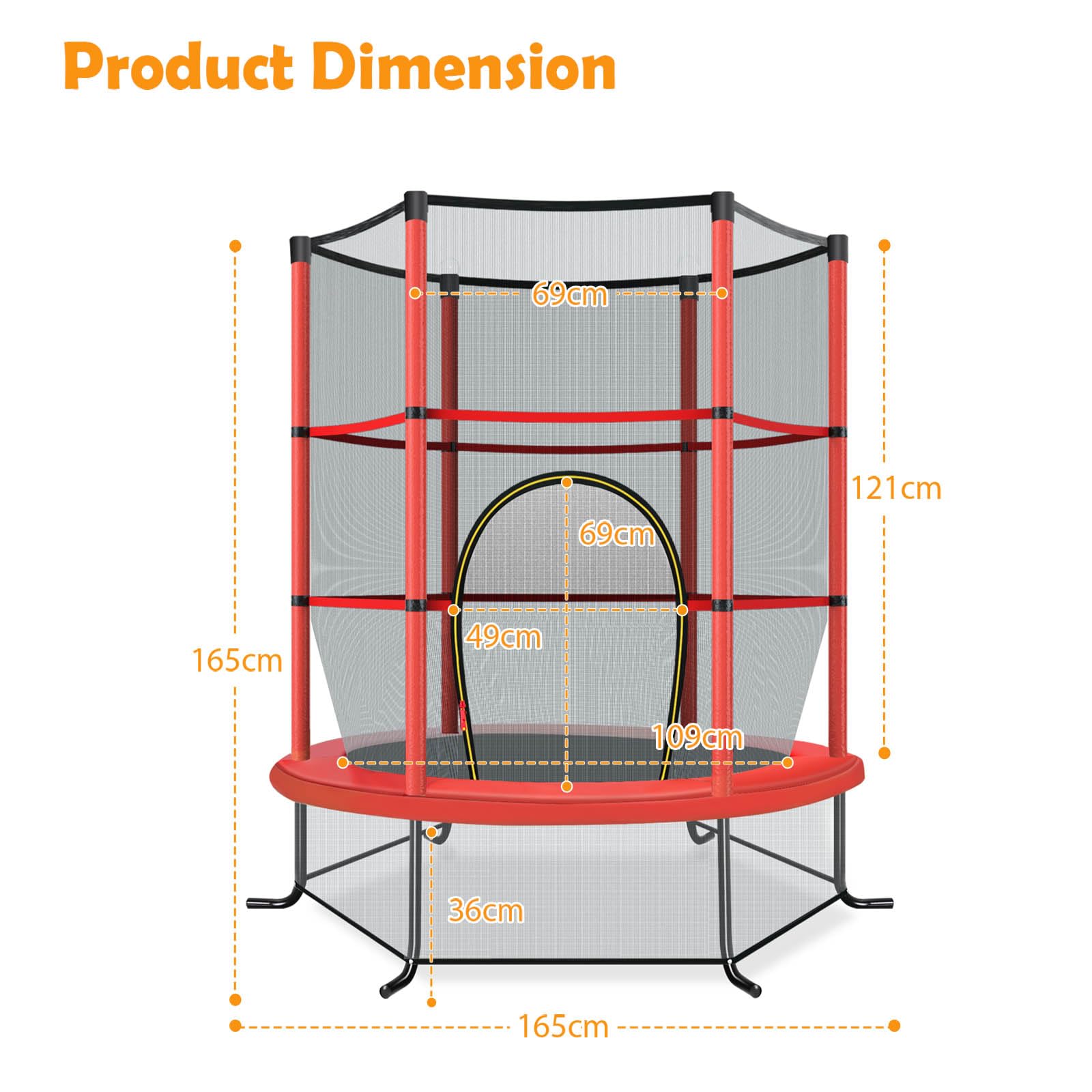 LIFEZEAL Kids Trampoline with Safety Net - Indoor/Outdoor Bounce Trampoline for Children, Heavy Duty Steel Frame, Protective Mat, Max 135kg Capacity - Perfect for Backyard, Garden, Playroom & Birthday Gifts
