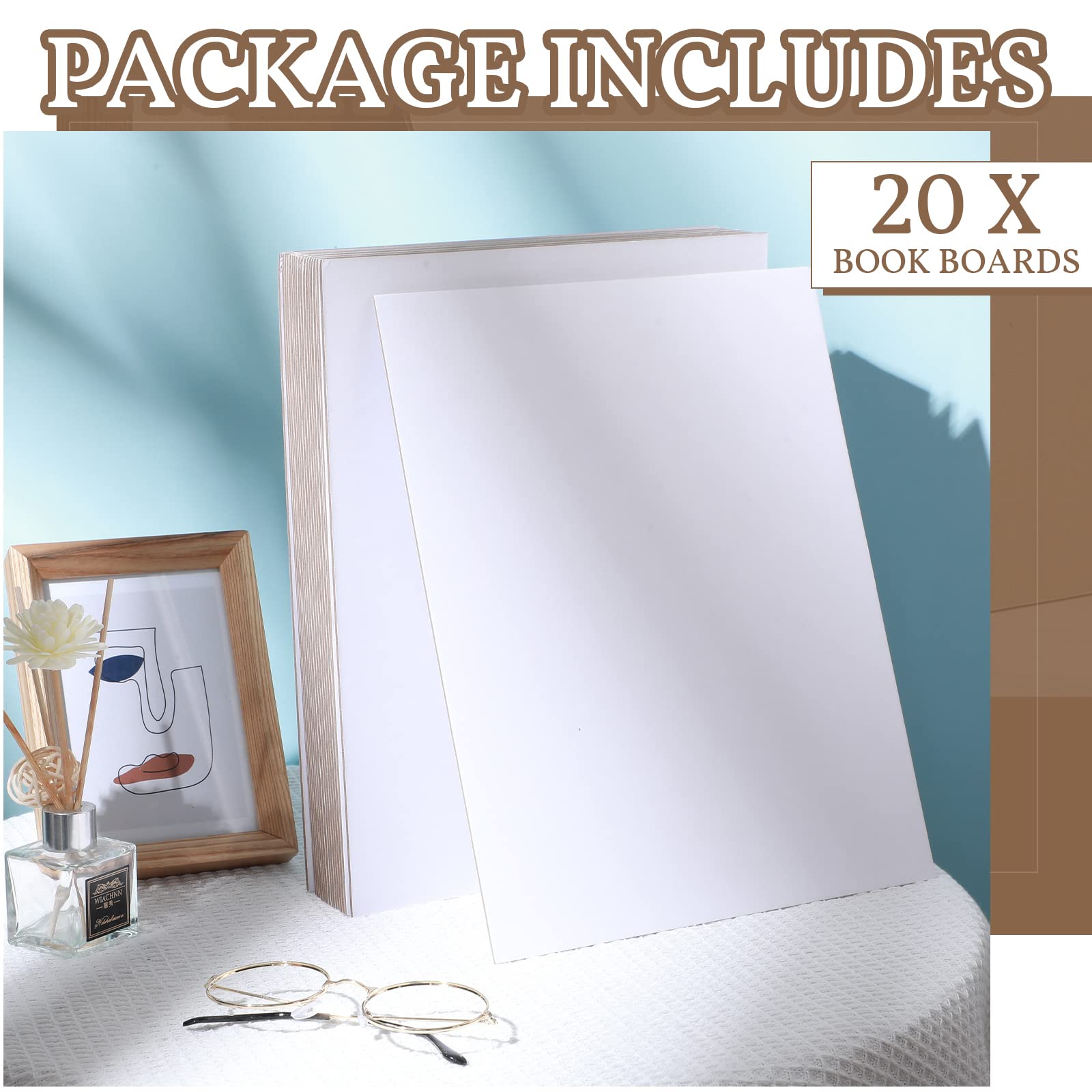 20 Pcs Heavy Duty Kraft Chipboard Sheets - 11 x 8.5 Inch 80PT White Bookbinding Boards for DIY Book Covers, Scrapbooking & Card Making | Premium Binder Board for Crafting, Packaging & Photo Albums