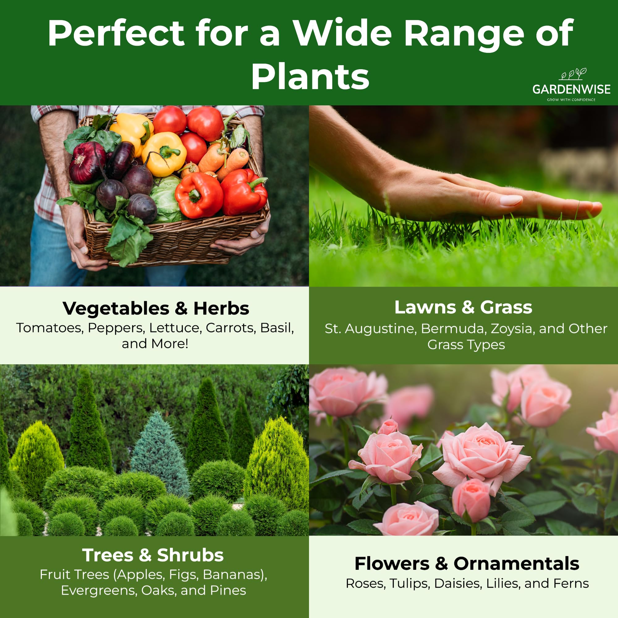 10-10-10 All Purpose Slow Release Granular Plant Fertilizer for Fruit Trees, Vegetables, Flowers, Shrubs & Evergreens - Balanced NPK Garden Fertilizer for Arborvitae, Pines, Oaks & Fig Trees (2 Quarts) - Perfect for Home Gardens, Lawns & Indoor Plants