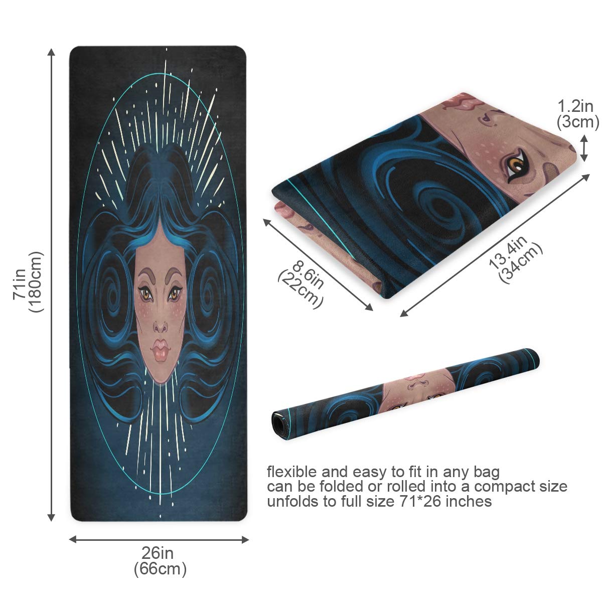 Premium Non-Slip Yoga Mat for Women - Extra Thick African American Design Fitness Mat for Yoga, Pilates & Home Workouts - Perfect for Gym, Studio & Indoor Exercise