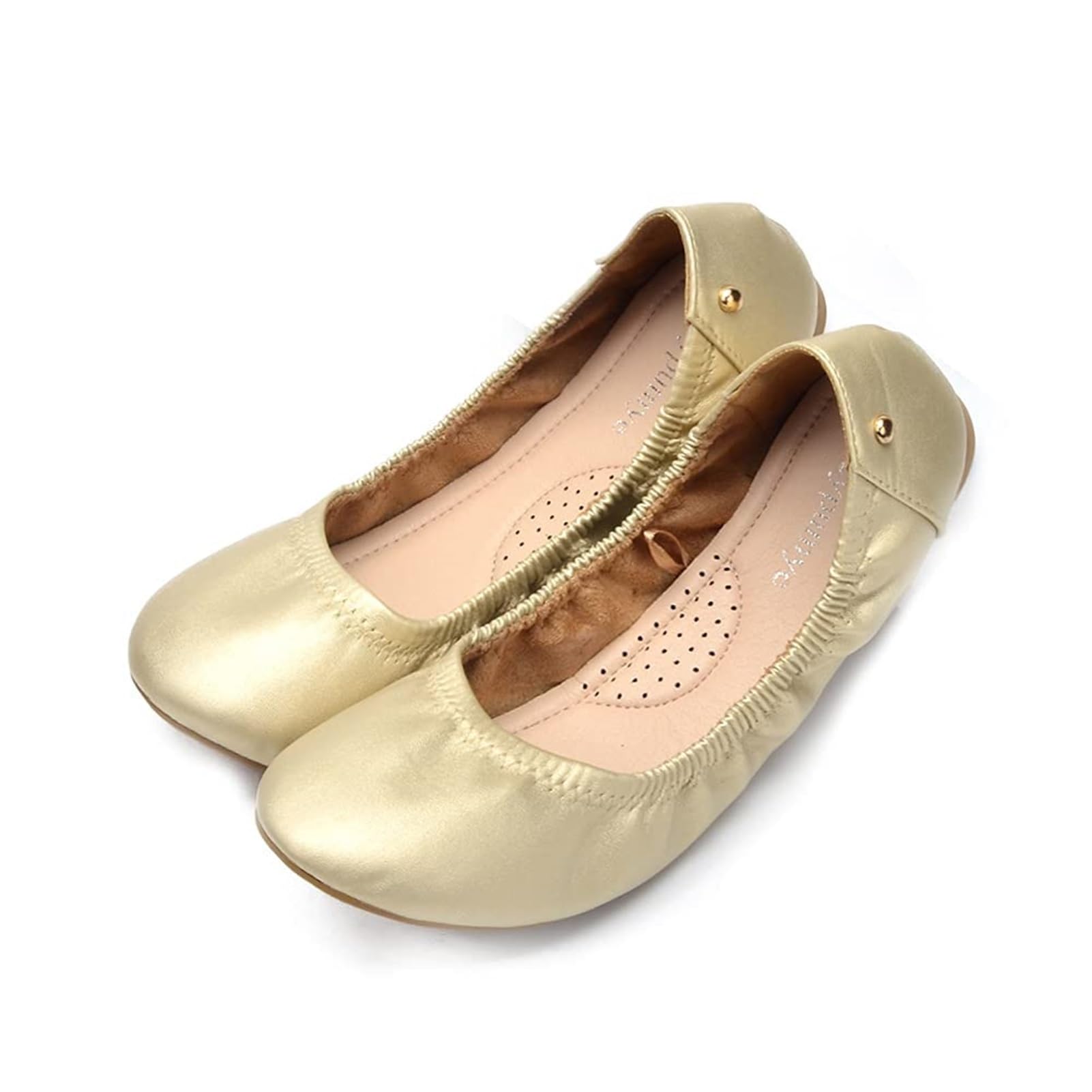 Women's Comfortable Ballet Flats Shoes - Elegant Round Toe Ballerina Flats for Dressy & Casual Wear | Perfect for Office, Parties & Everyday Use (Gold)