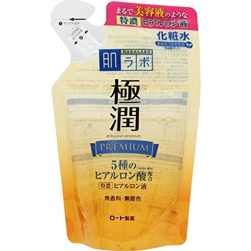 Rohto Hadalabo Gokujun Premium Hyaluronic Acid Lotion 170ml - Hydrating Facial Toner for Dry Skin, Refill Bottle (Green Tea Extract) | Daily Skincare Routine, Japanese Beauty Essential