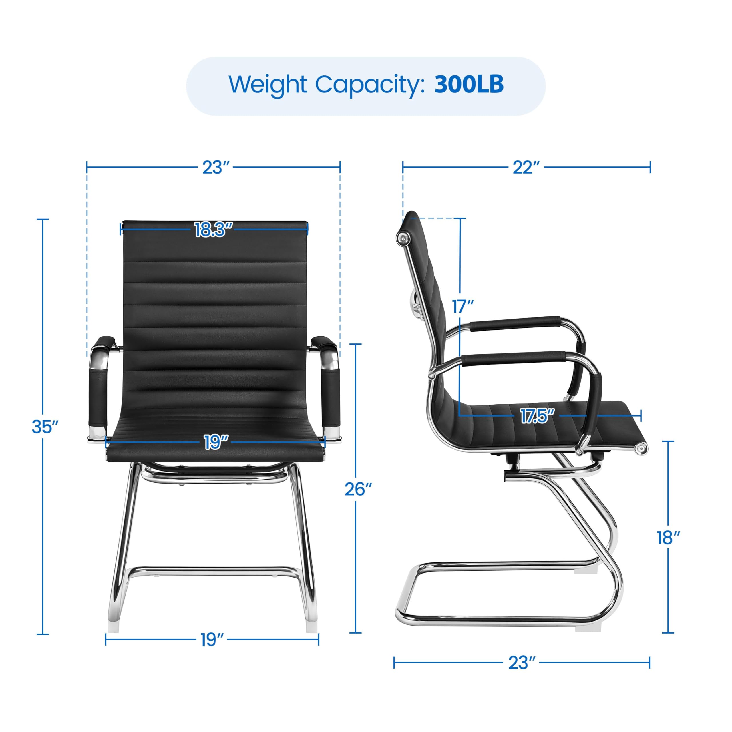 Yaheetech 6-Pack Black Faux Leather Office Guest Chairs - Mid Back Comfortable Reception Chairs for Conference Room, Waiting Area, Lobby, and Home Office - No Wheels, Durable & Stylish Seating Solution