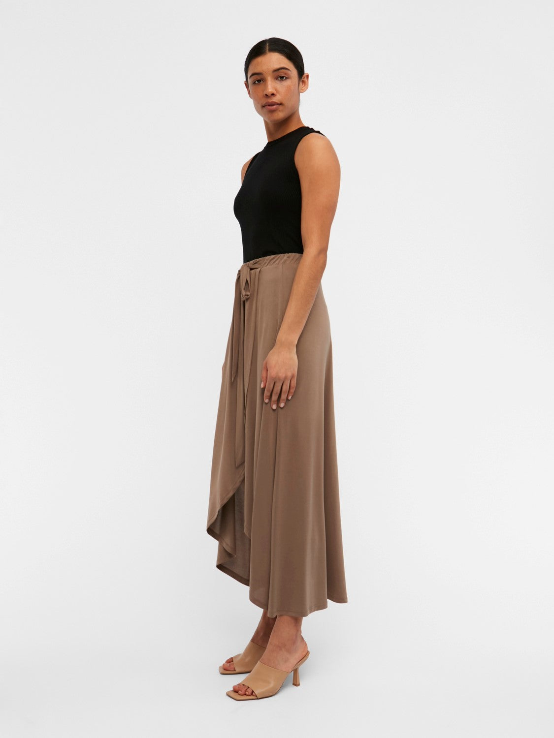 Jamie Wrap Skirt in Fossil Color - Stylish Women's Midi Skirt for Casual Wear, Date Night & Summer Outfits