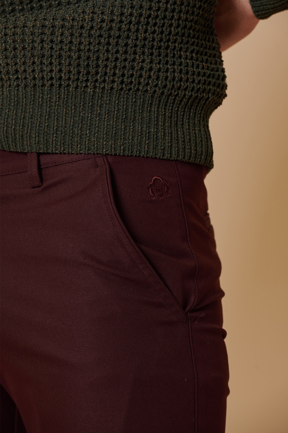 ENZO Men's Wine Chinos - Comfortable Slim Fit Casual Pants for Work, Travel & Date Nights