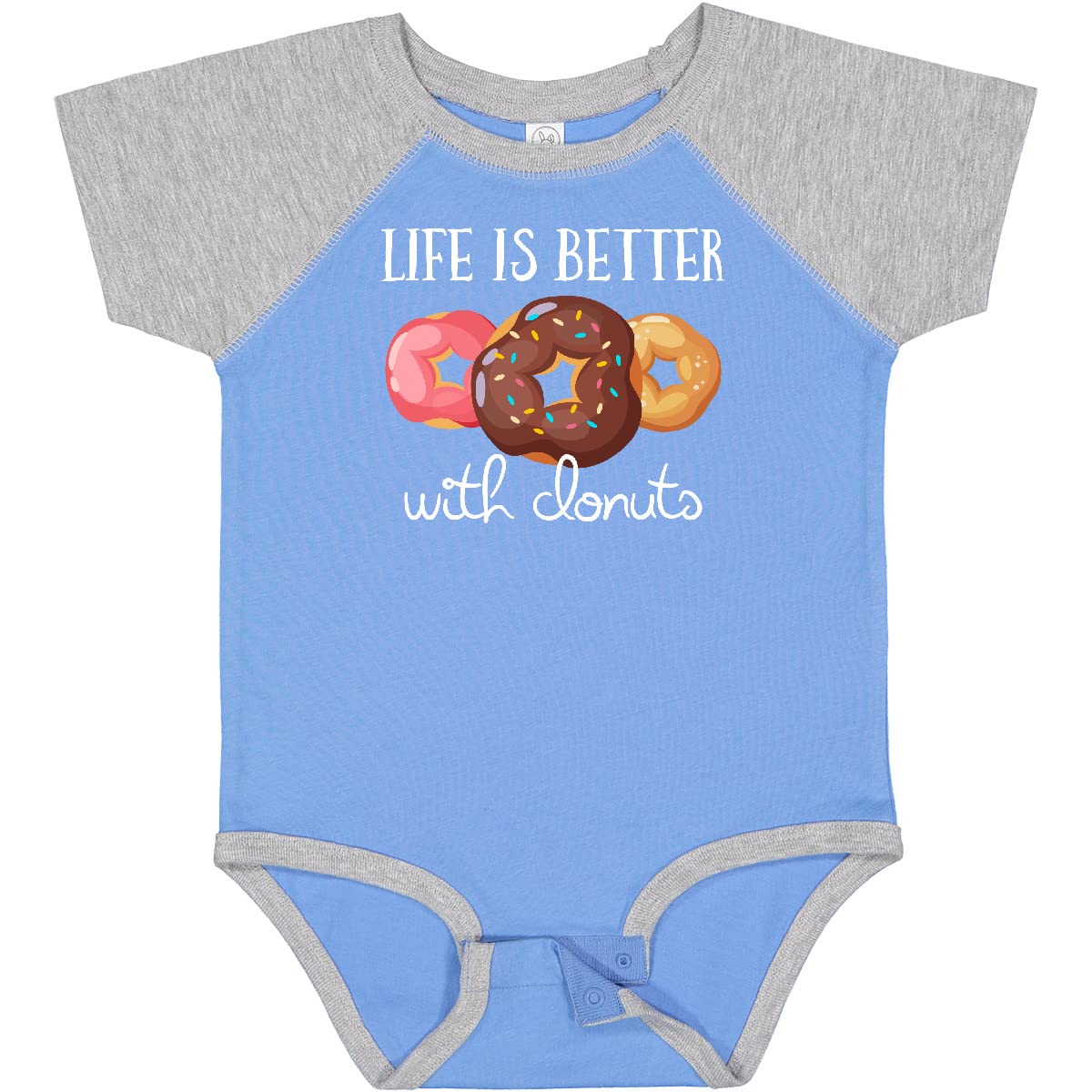 Inktastic Life is Better with Donuts Baby Bodysuit - Cute Donut Print Onesie for Newborns & Infants - Perfect for Birthday Parties, Photo Shoots & Everyday Wear