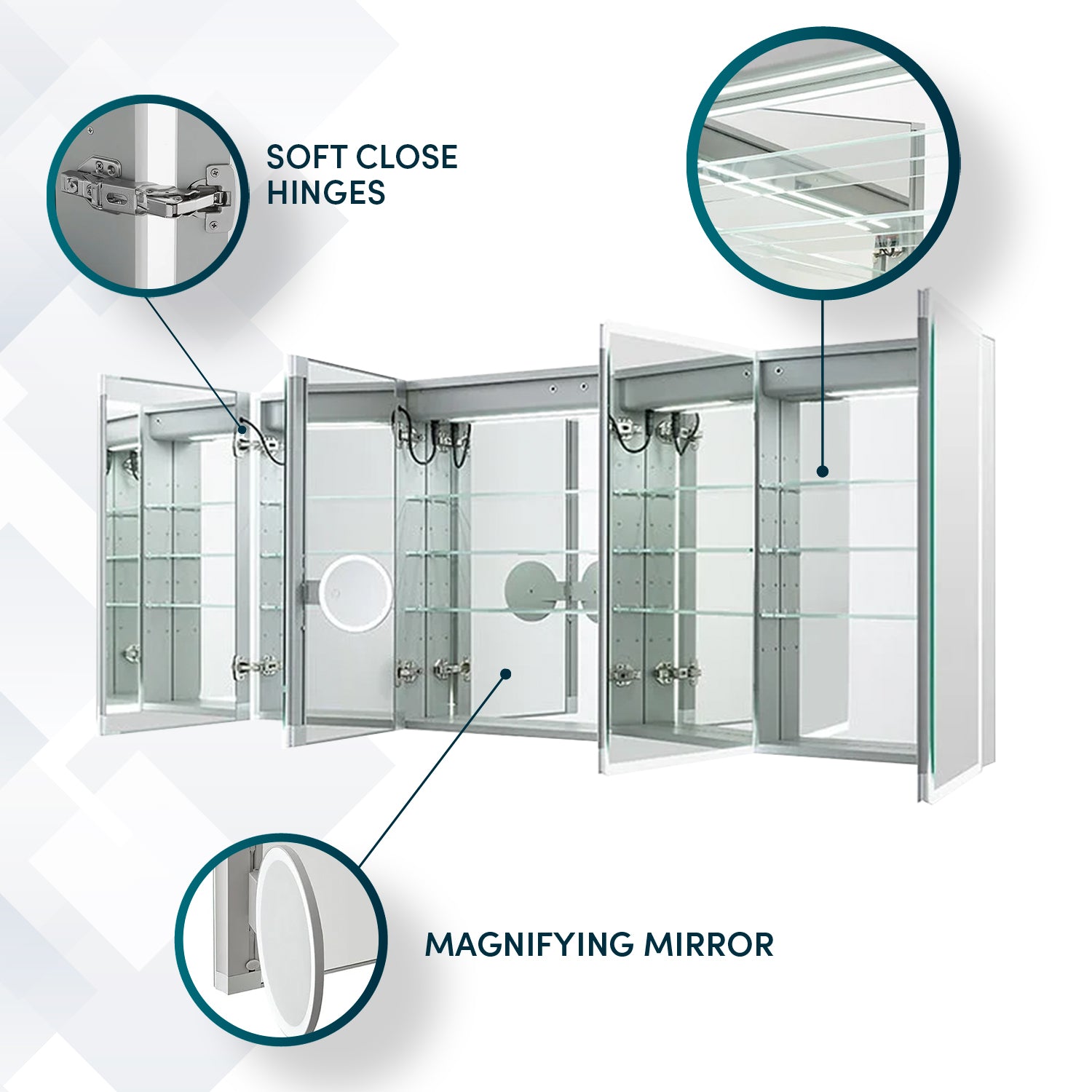 72x32 Inch LED Lighted Bathroom Medicine Cabinet with Mirror - Modern Aquadom Edge Royale Design for Vanity & Bathroom Storage | Perfect for Home, Apartment, Hotel & Spa Use
