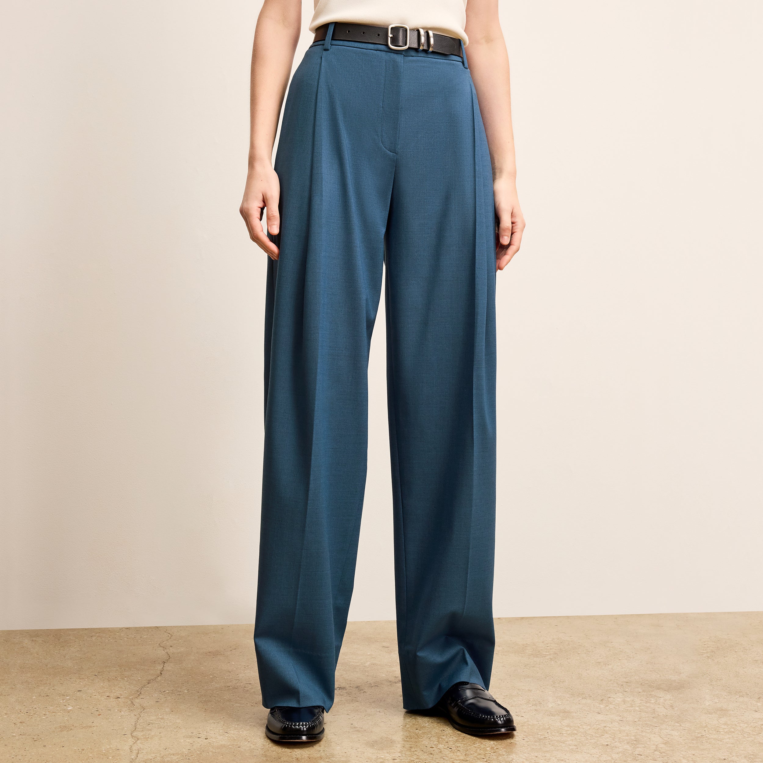Rina Sculptural Pant - Washable Wool Twill Pants for Women | Bluebell | Perfect for Office Wear & Casual Outfits