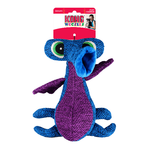 KONG Woozles Blue Interactive Dog Toy for Chewing & Play - Durable Puppy Chew Toy for Small & Medium Dogs - Perfect for Fetch, Training & Teething Relief