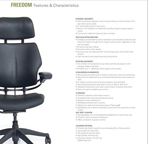 Humanscale Freedom Ergonomic Office Chair with Headrest - Adjustable Arms for Work & Home