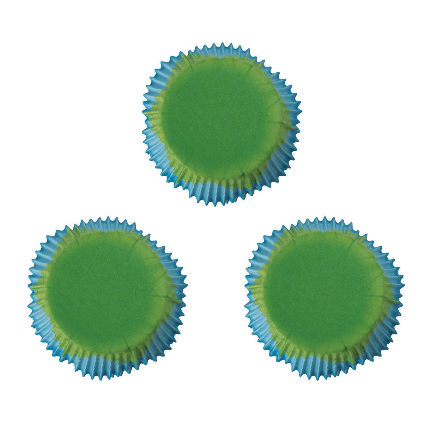 Premium Blue and Green Petal Cut Cupcake Liners - Standard Size Baking Wrappers for Parties, Weddings, and Birthday Celebrations - Perfect for Cupcakes, Muffins, and Dessert Displays