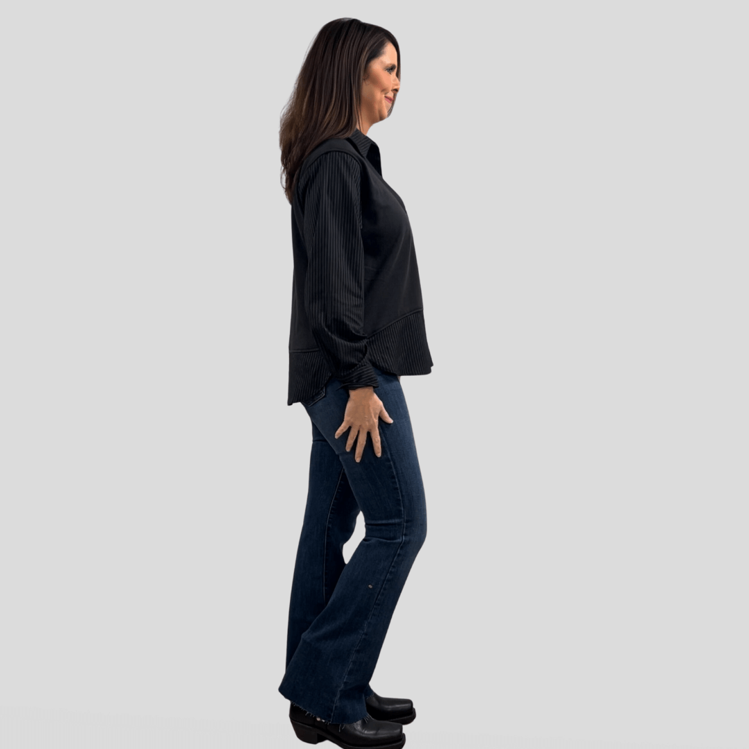 Rowen Built-in Vest Button Down Top for Women | Premium Quality Made in USA | Perfect for Office Wear & Casual Outfits