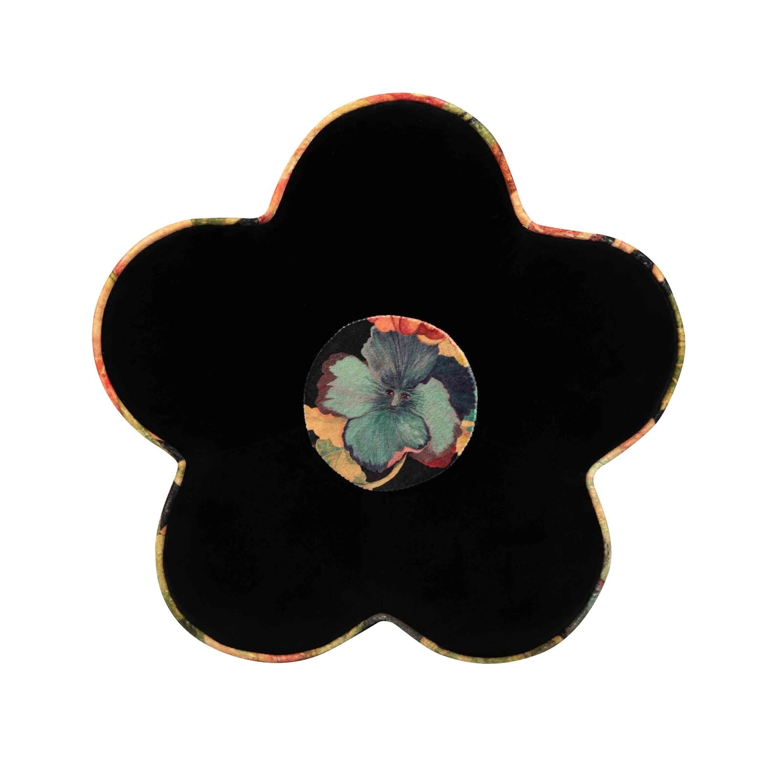 AMATORIA FLOWER POWER Velvet Bottoman Noir - Luxurious Velvet Home Decor for Living Room & Bedroom - Perfect for Adding Elegance & Comfort to Your Space