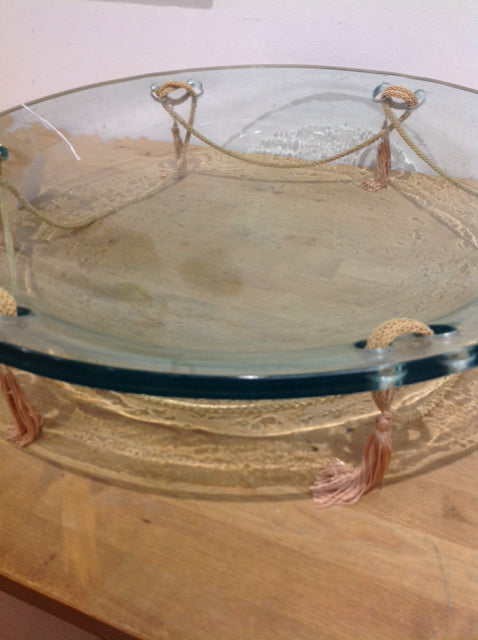 23 oz Clear Glass Bowl with Tassels - Elegant Serving Bowl for Salads, Desserts, and Party Decorations