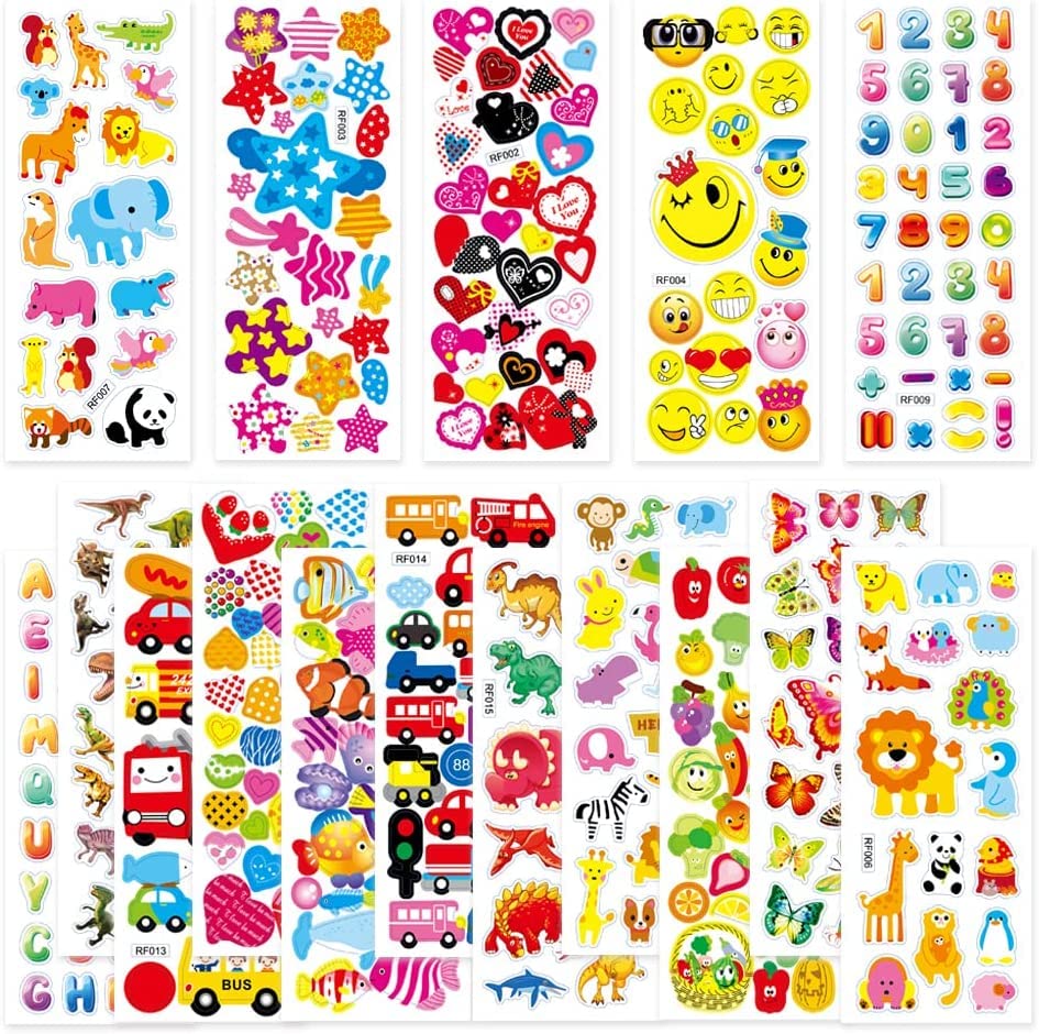 48-Piece Puffy Stickers Bulk Variety Pack for Kids - Animals, Hearts, Trucks, Dinosaurs | Fun Rewards, Crafts, Scrapbooking for Boys & Girls | Perfect for School Projects, Party Favors & DIY Decorations