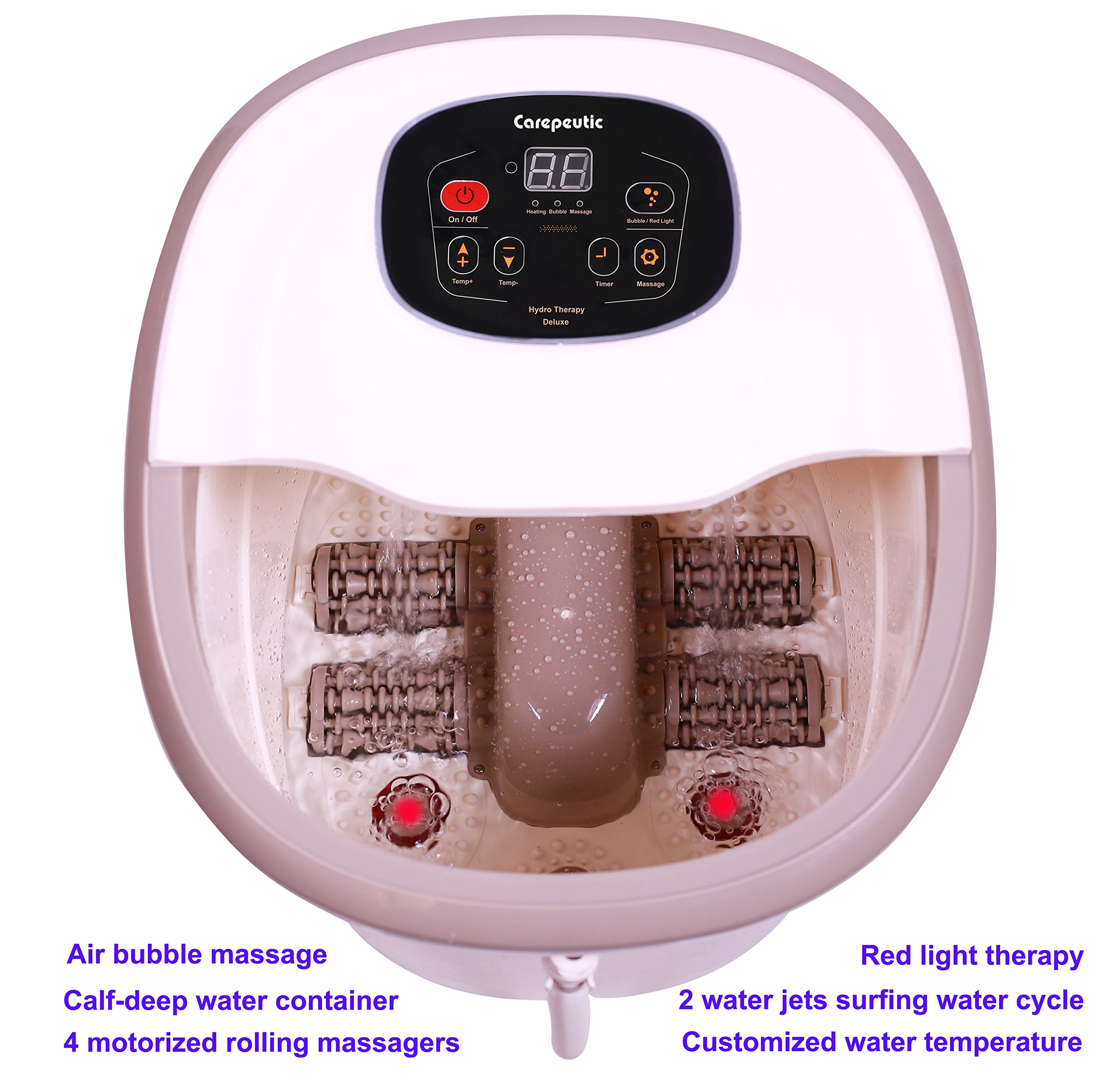 Carepeutic Electric Foot and Leg Massager with Hydro Therapy - 17 lbs, Milk White - Perfect for Relaxation, Pain Relief, and Spa Treatments at Home