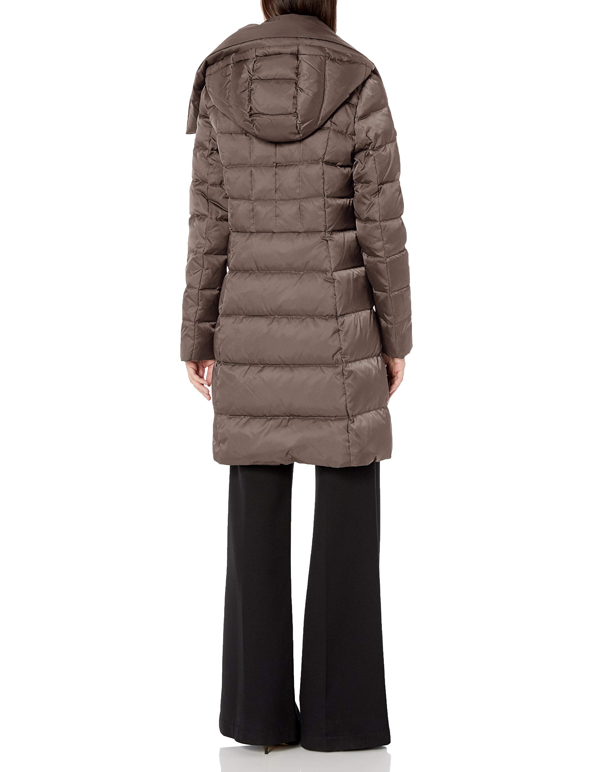 Tahari Women's Heavyweight Asymmetrical Puffer Coat - Winter Warm Down Jacket with Hood, Waterproof Windproof for Outdoor Activities, Snowboarding & Cold Weather Fashion