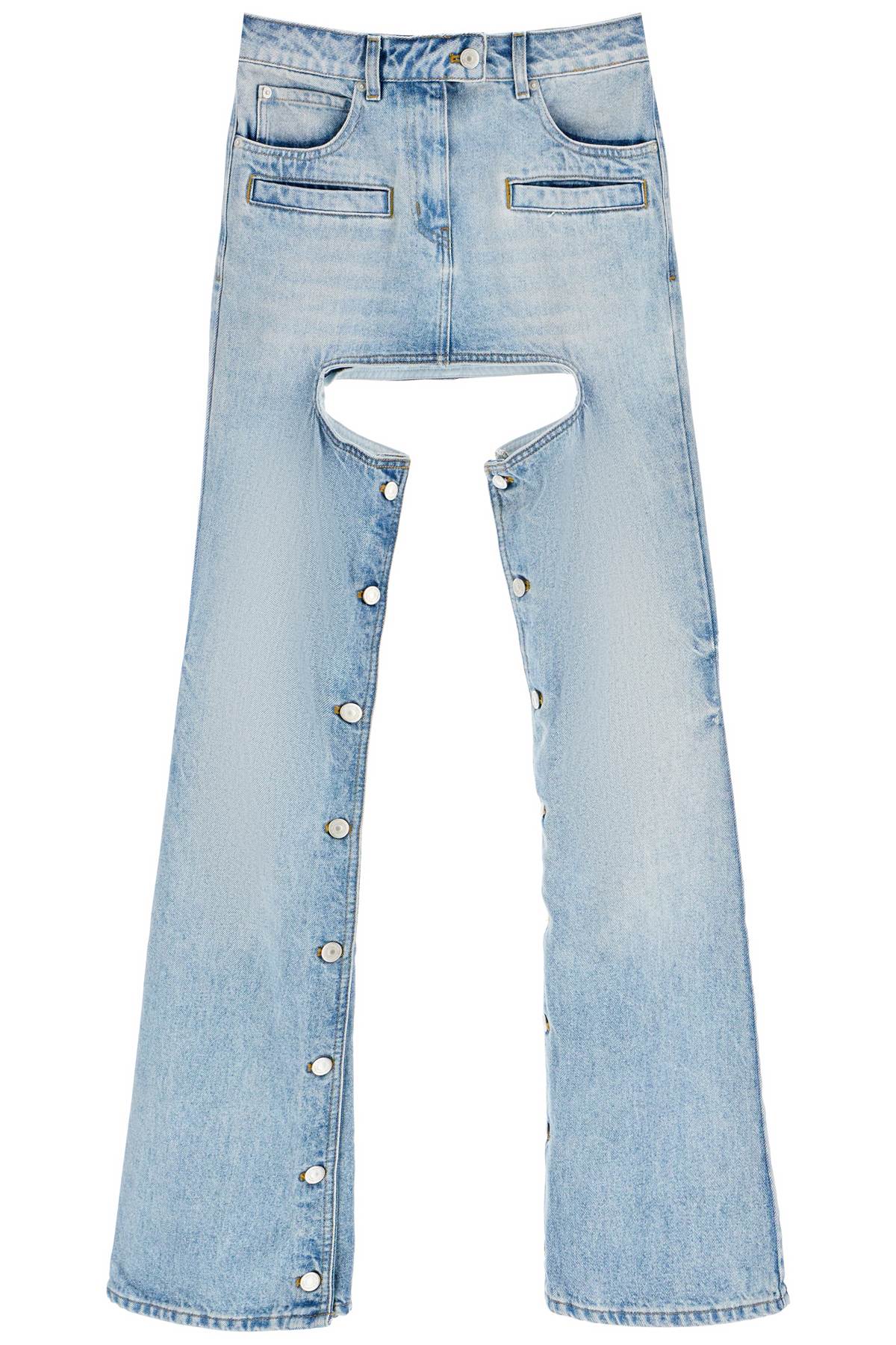 Courreges 'Chaps' High Waist Distressed Jeans with Cut Out Details - Perfect for Casual Outings and Night Out Looks
