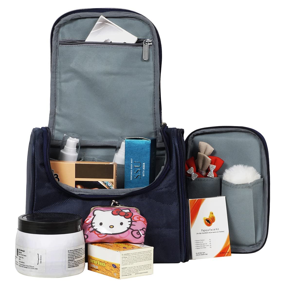 YOGJAT Large Waterproof Makeup Bag for Women & Men - Travel Cosmetic Organizer with Multiple Pockets, Makeup Case for Home & On-the-Go (Navy Blue) - Perfect for Travel, Gym, Work & Daily Essentials Storage