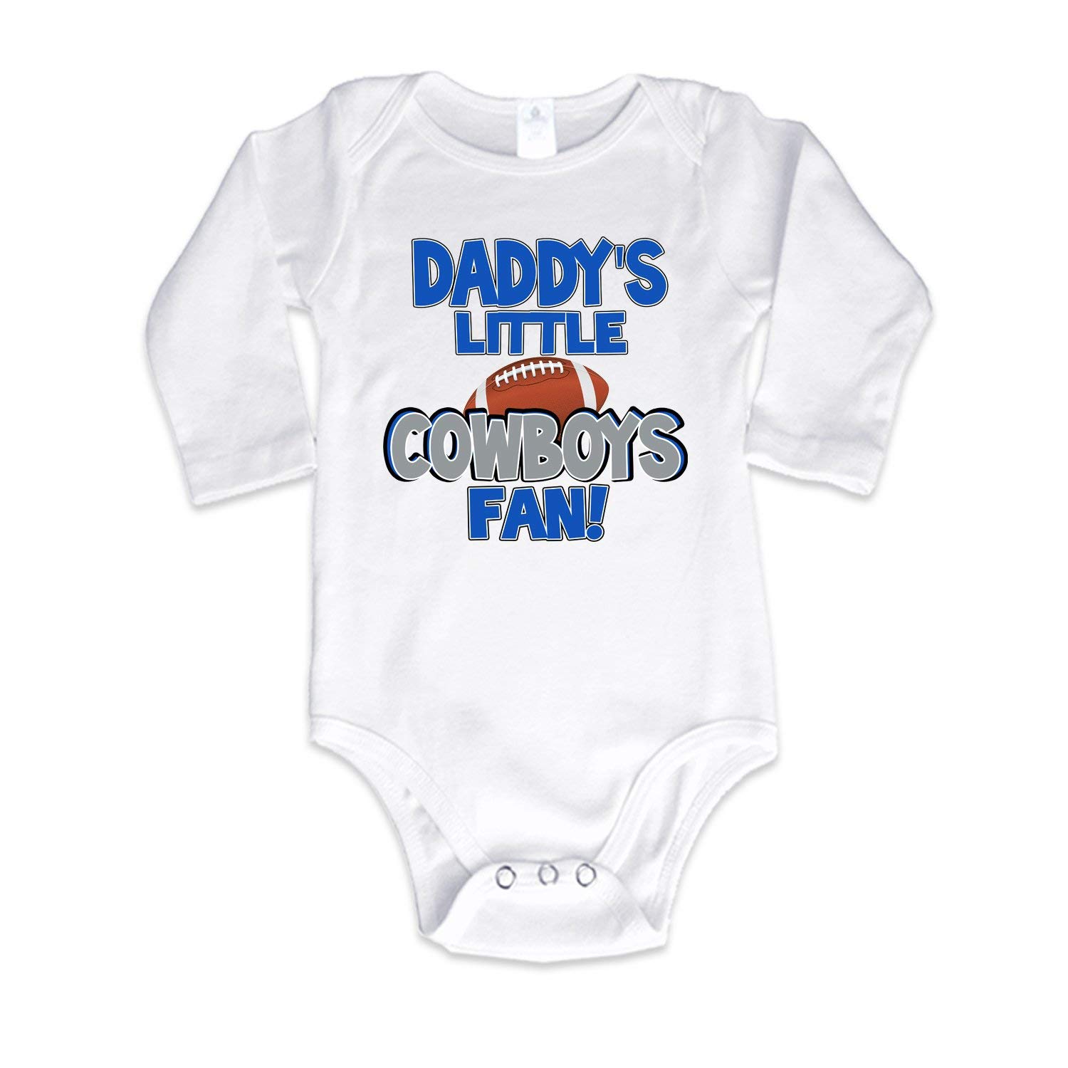 NanyCrafts Daddy's Little Cowboys Fan Long Sleeve Bodysuit - Cute Baby Boy Outfit for Football Games, Family Photos & Special Occasions