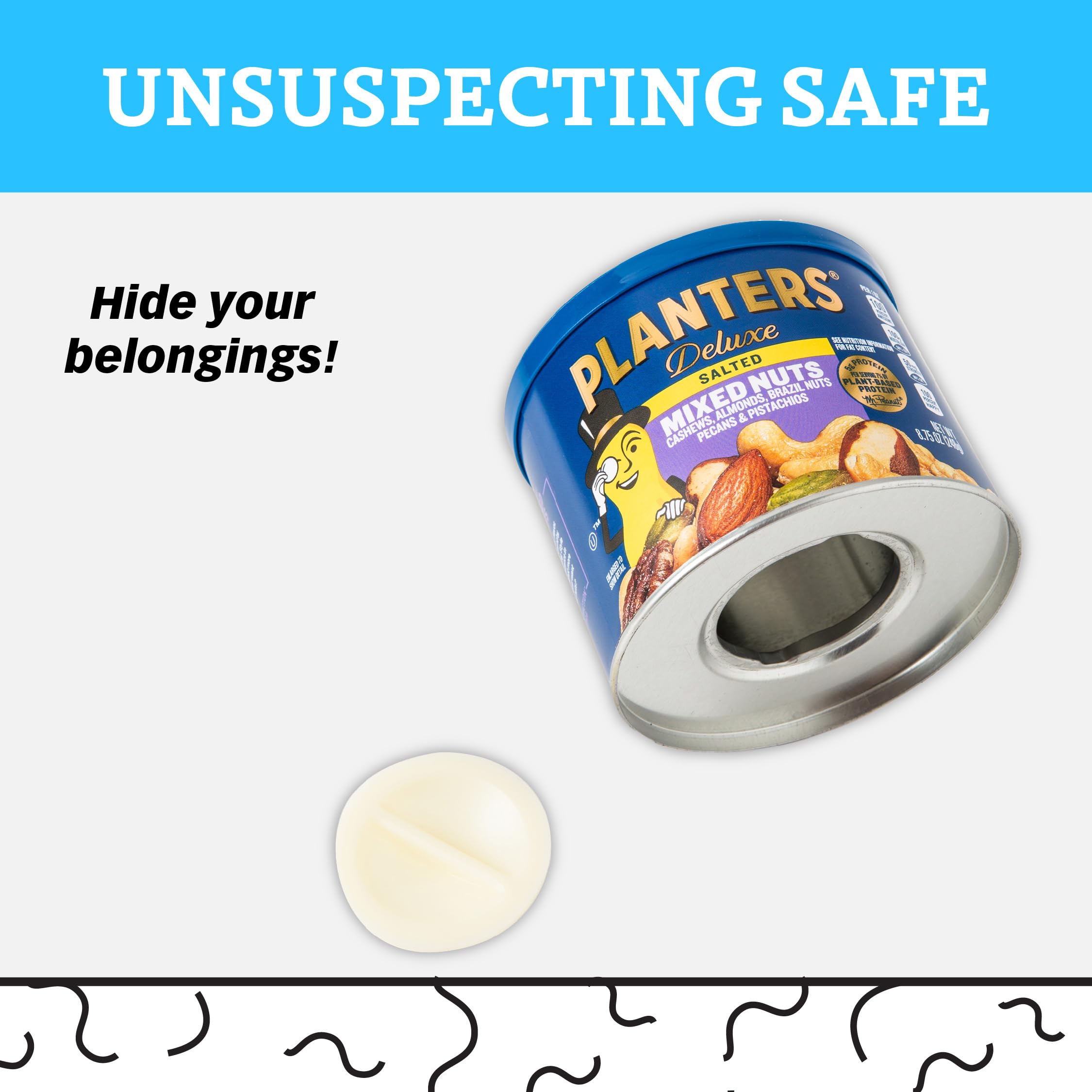 Mr. Peanuts Fake Can Diversion Safe by BigMouth Inc - Medium Size Hidden Money Stash with Secret Compartment - Discreet Book Safe Alternative - Perfect for Home Security, Office Storage & Fun Gag Gifts