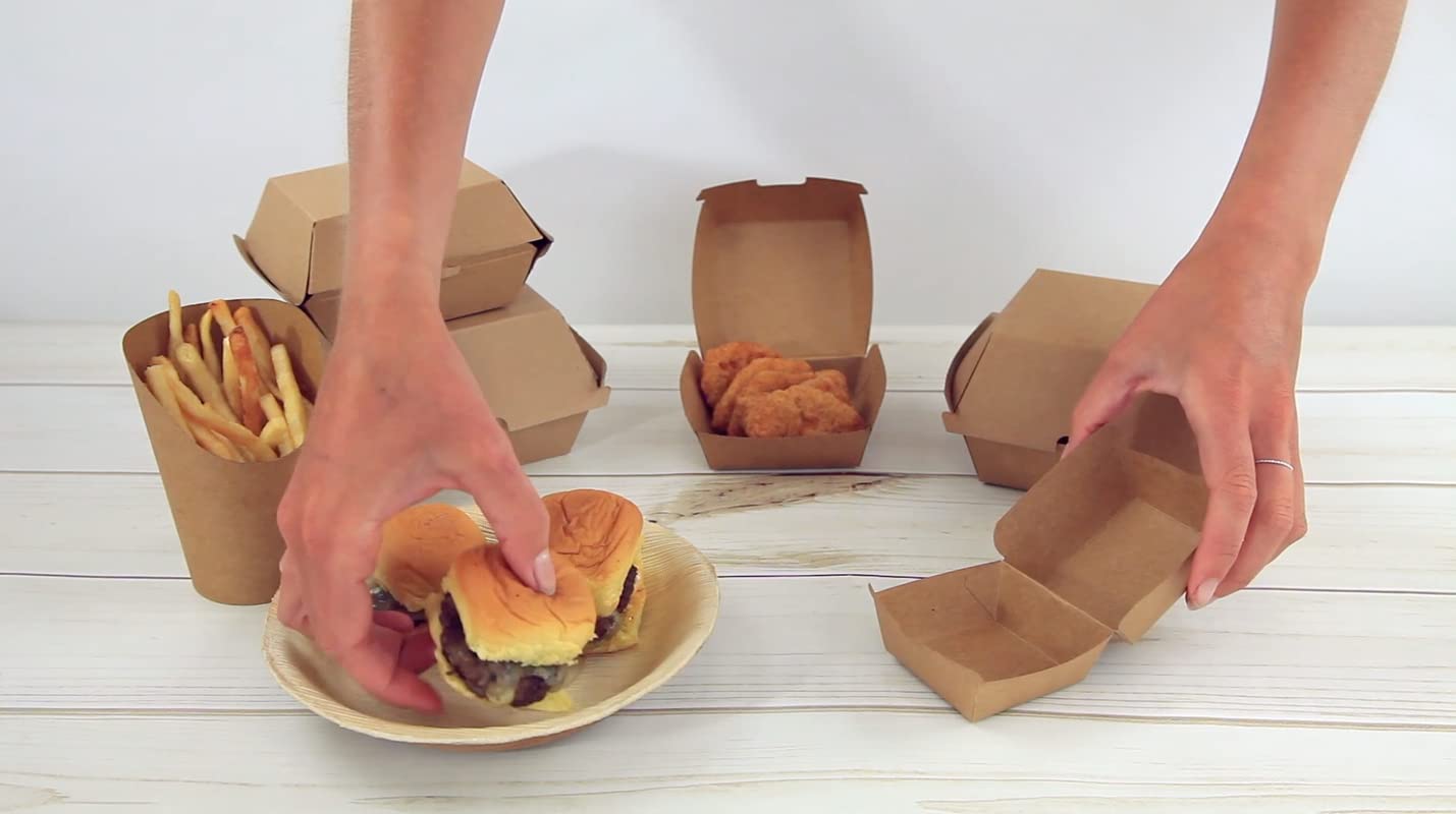 **PACKNWOOD 210EATBUK50 Kraft Mini Slider Boxes - 2.8 x 2.8 x 2 Inches - Disposable Food Containers, Corrugated Gift Boxes, Small Cardboard Takeout Boxes - Bulk 500 Pcs for Restaurants, Bakeries & Party Favors**