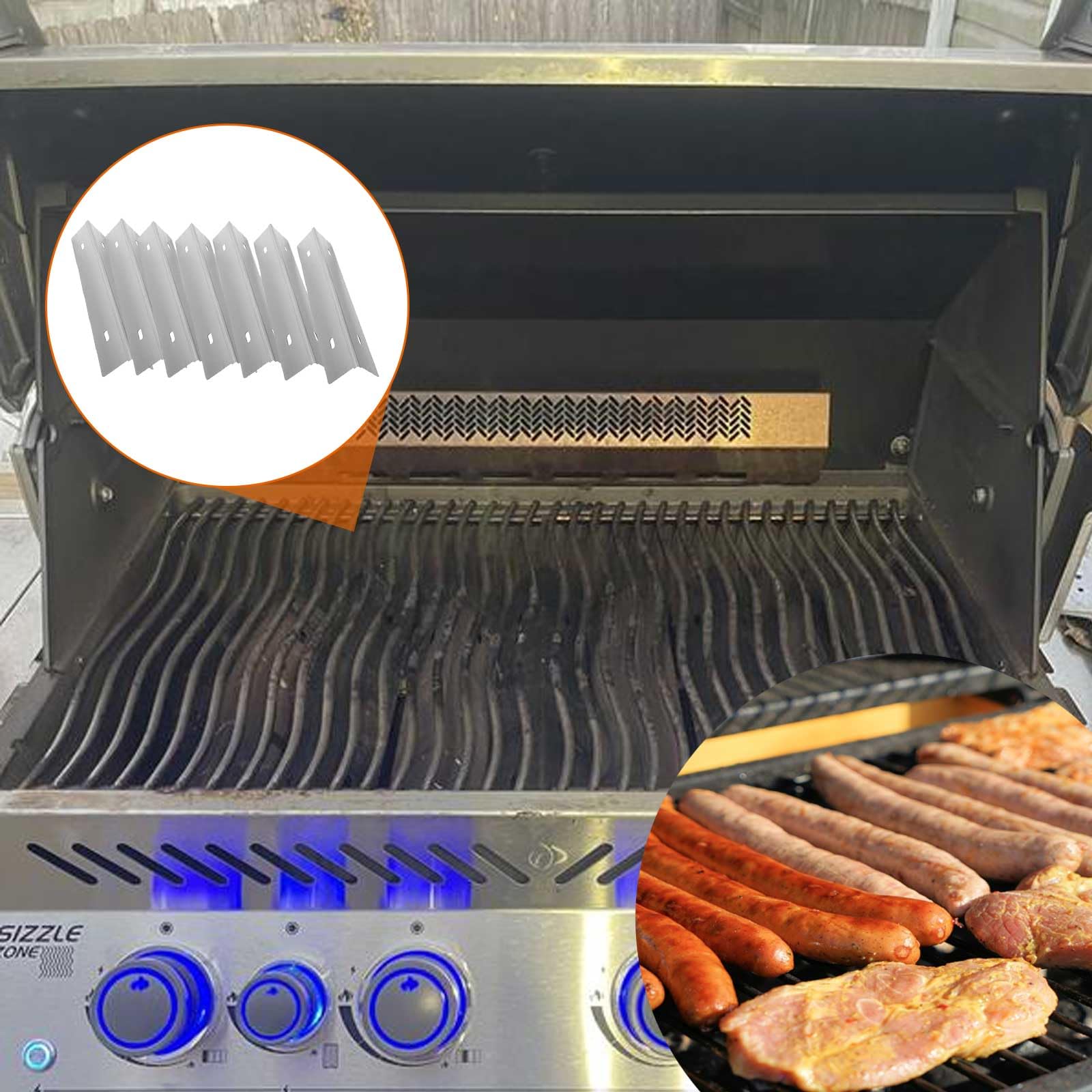 MixRBBQ Stainless Steel 7-Piece Heat Plates & 4-Piece Burner Replacement Kit for Prestige 500 & Napoleon Rogue Series Grills - Perfect for Backyard BBQs, Camping & Outdoor Cooking