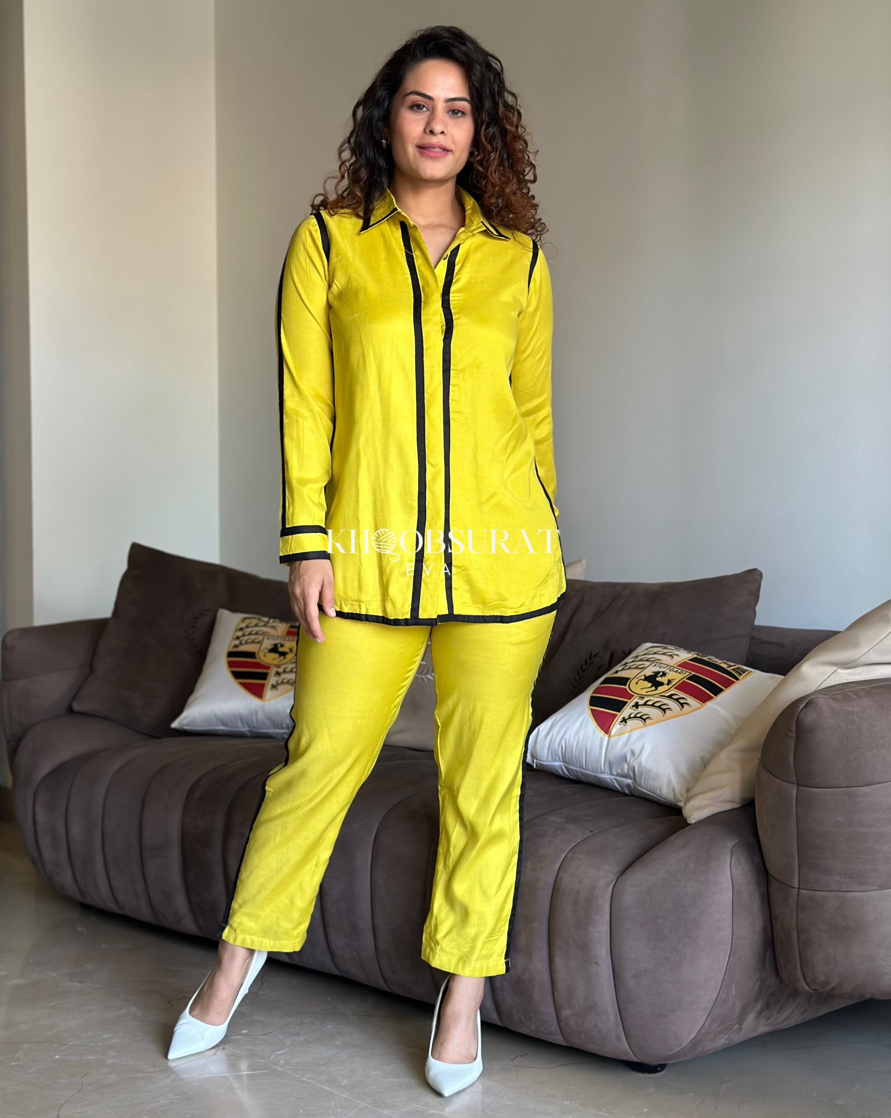 Stylish Mango Melody Yellow Co-Ord Set for Women | Trendy Matching Outfit | Perfect for Summer, Beach & Casual Wear