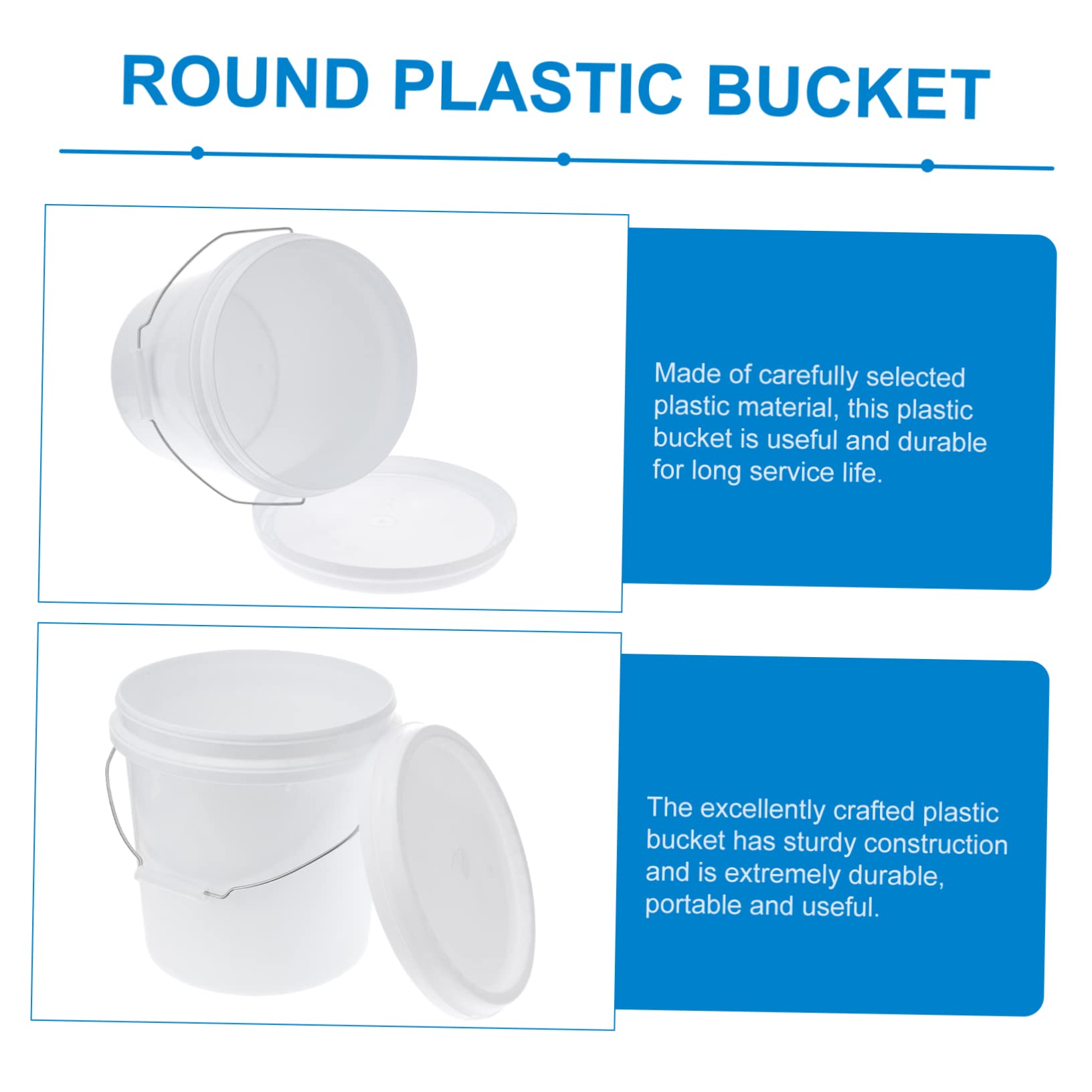 3 Gallon White Plastic Bucket with Airtight Lid - Food Grade Storage Container for Cereals, Grains, Pet Food, Paint & Industrial Use | Perfect for Kitchen, Pantry, Garage & Workshop Organization