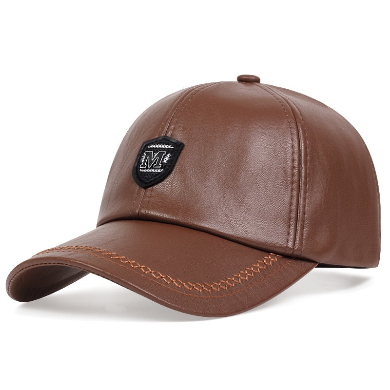 Stylish Leather Baseball Cap for Men & Women - Adjustable Snapback Hip Hop Dad Hat for Autumn & Winter Warmth | Perfect for Sports, Casual Wear & Street Fashion