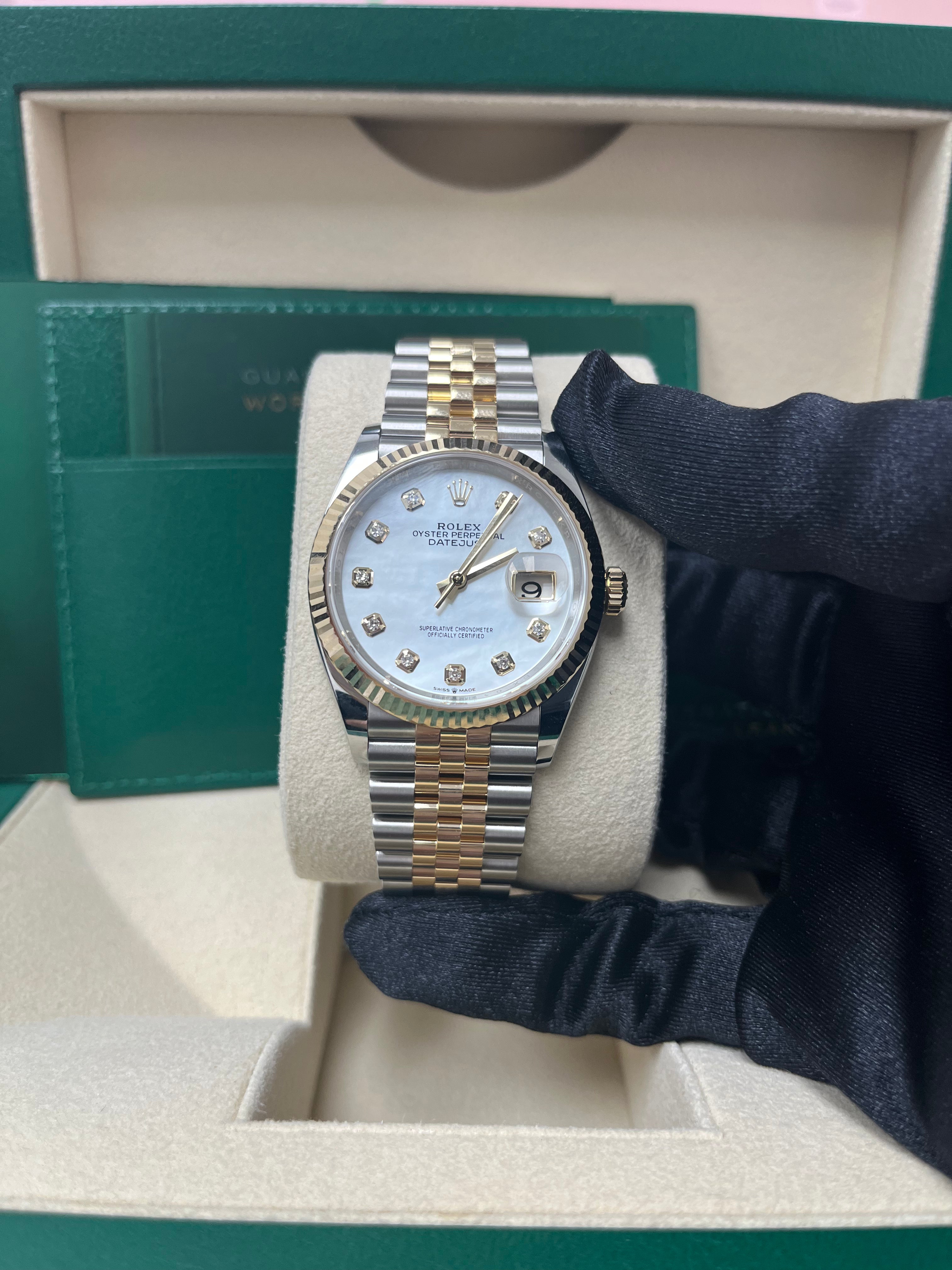 Rolex Datejust 36 Two-Tone Yellow Gold Watch with Mother of Pearl Dial & Jubilee Bracelet (Ref. 126233) - Luxury Dress Watch for Business & Formal Occasions