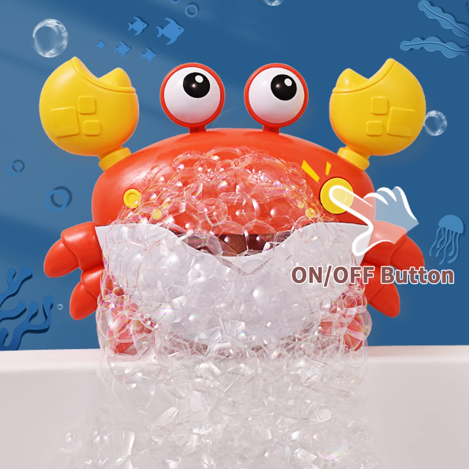 Deejoy Crab Bubble Bath Maker for Kids - Bathtub Bubble Machine with 12 Fun Children's Songs, Sing-Along Bath Toy for Toddlers Ages 3+ | Perfect Gift for Boys & Girls (Red) | Great for Bath Time Fun, Birthday Presents & Sensory Play