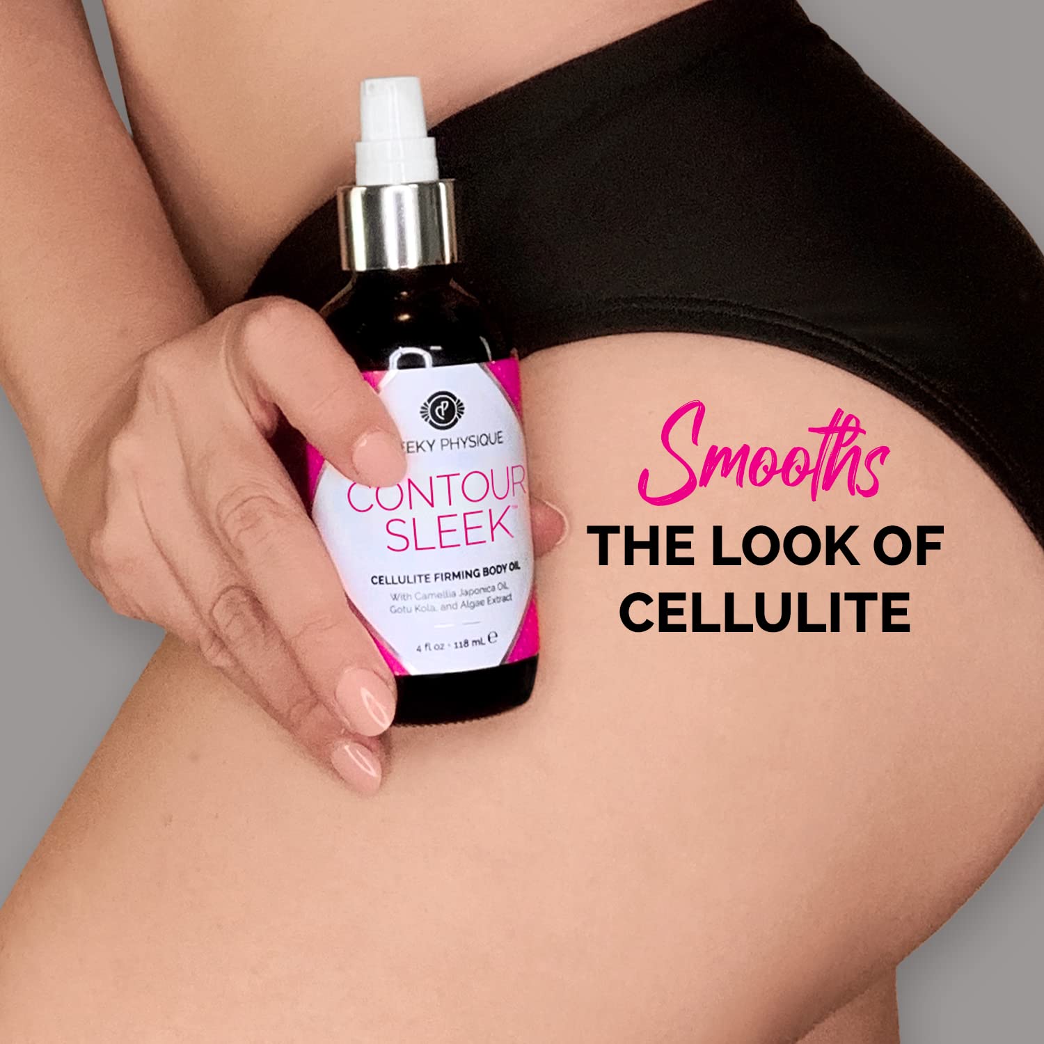 Contour Sleek Camellia Firming Body Oil - Anti-Cellulite Massage Oil with Camellia Japonica, Gotu Kola & Algae Extract - 4oz - Skin Tightening & Hydration for Legs, Thighs & Arms - Perfect for Post-Workout Recovery & Spa Nights