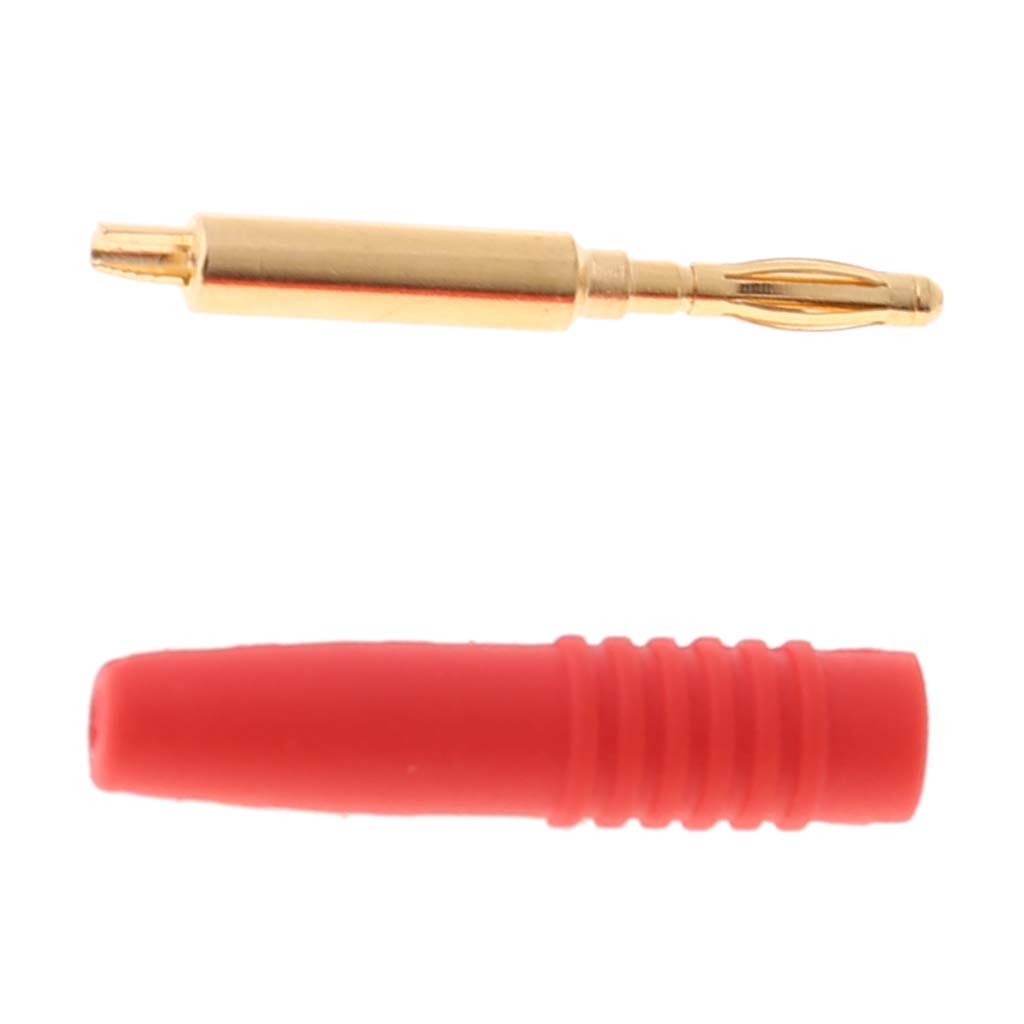 10pcs 2mm Solder Type Male Banana Plug Connectors - Red & Black Speaker Wire Terminals for Audio Equipment, Guitar Amps, and Home Theater Systems