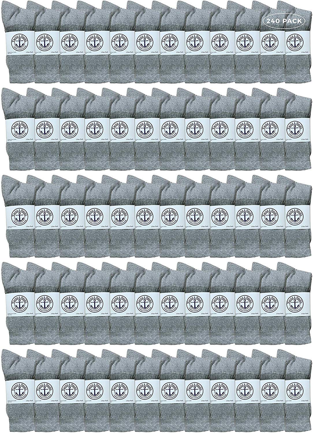 240 Pairs Yacht & Smith Women's Crew Socks Bulk Wholesale - Cotton Athletic Sports Socks for Women Size 9-11 - Perfect for Running, Gym, Yoga & Everyday Comfort