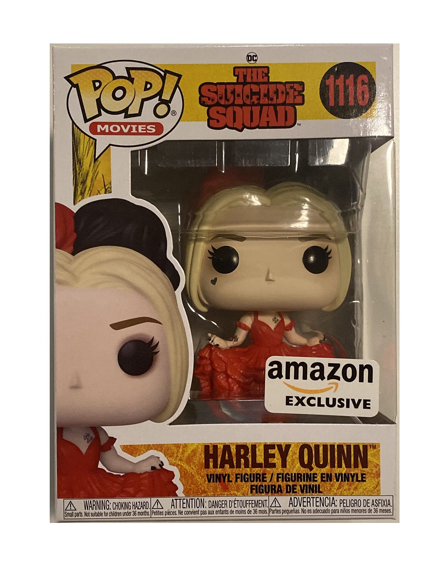 Funko Pop! Movies: The Suicide Squad - Harley Quinn (Dress) Amazon Exclusive Vinyl Figure with Pop Protector Case - 3.75 Inch Collectible for Movie Fans & DC Comics Lovers - Perfect for Display, Gifts, and Comic Conventions