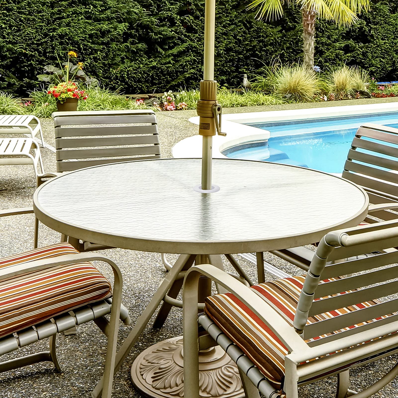 Outus Patio Table Umbrella Hole Ring - 2 Pack Transparent Umbrella Cone Wedge Plug & Stabilizer Sleeve for 2-2.5 Inch Table Holes & 1.5 Inch Poles | Perfect for Outdoor Dining, Poolside Lounging & Garden Furniture Stability