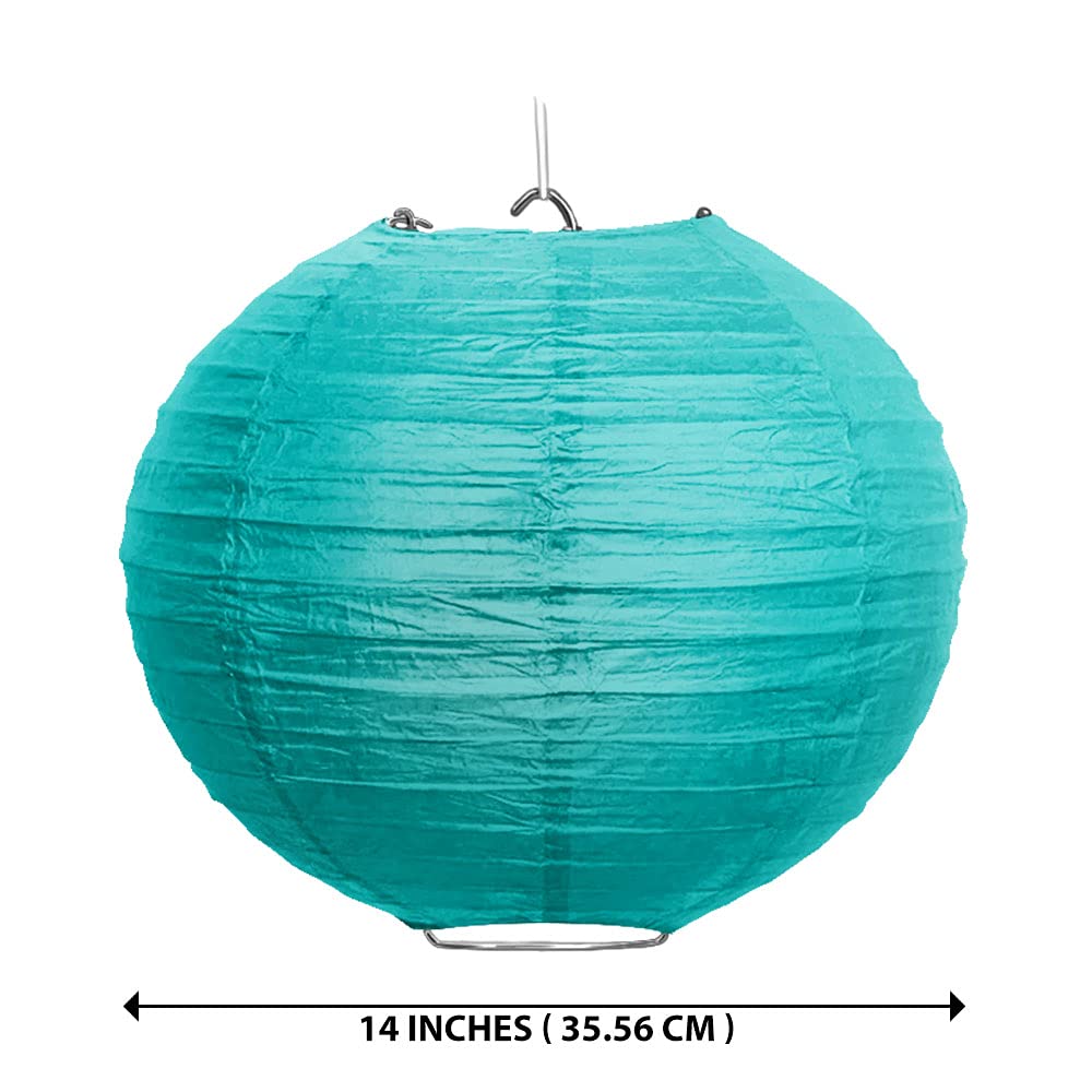 5 Pack Turquoise Tissue Paper Lanterns (14 Inch) - Elegant Party Decorations for Wedding, Birthday, Baby Shower & Home Decor - Perfect for Indoor & Outdoor Celebrations